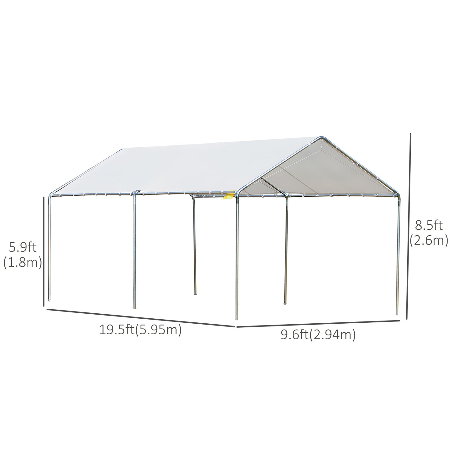 10' x 20' Carport Heavy Duty Galvanized Car Canopy with Included Anchor Kit, 3 Reinforced Steel Cables, White