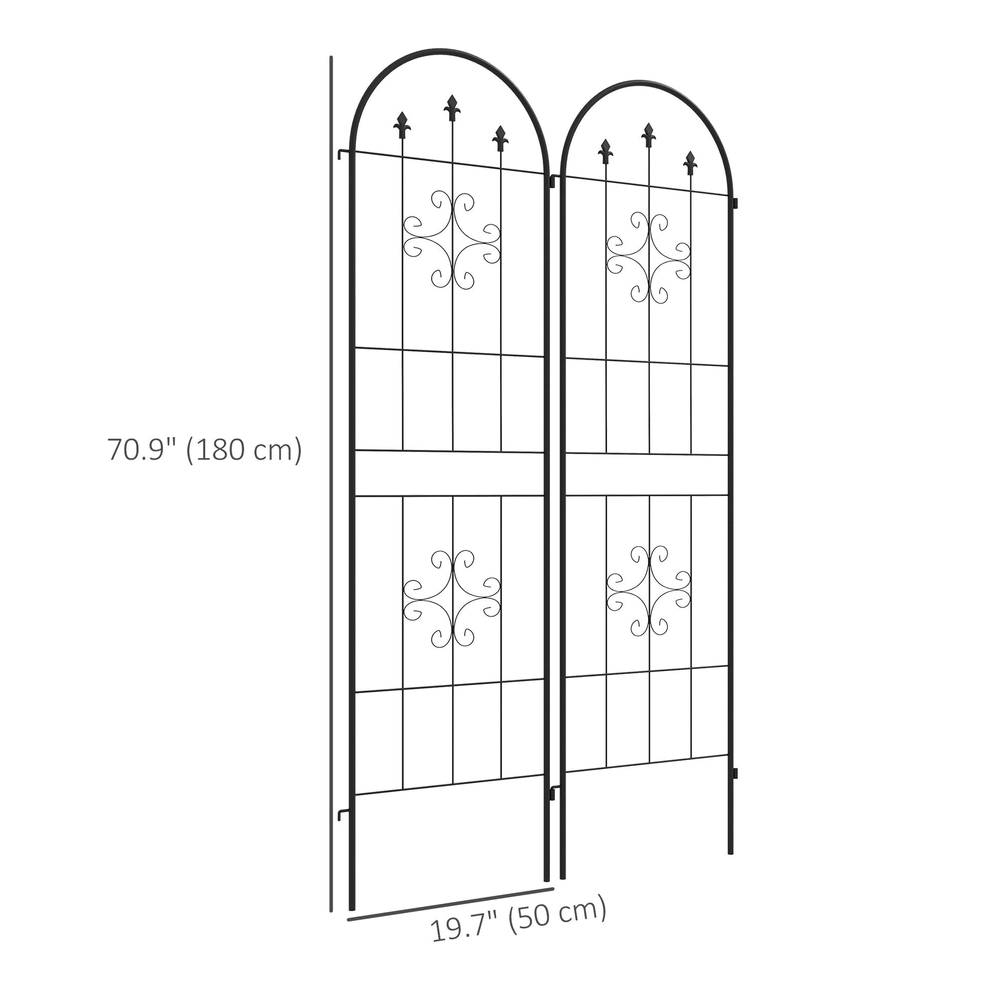 2 Pack Garden Trellis, 20" x 71" Plant Support Metal Trellis for Climbing Plants Flowers, Arrow Design