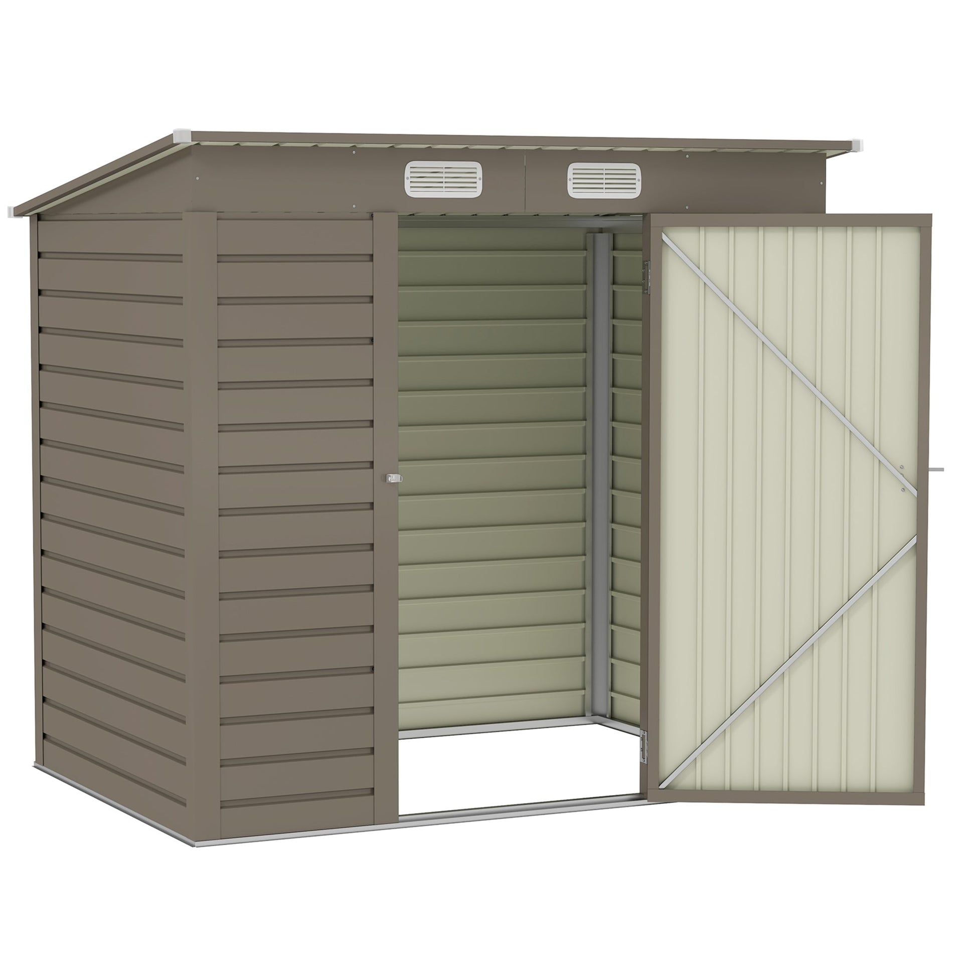 6 x 4FT Outdoor Storage Shed, Easy to Assemble Galvanized Metal Garden Shed, Waterproof Tool Shed with Lockable Door and 2 Vents for Backyard, Lawn, Patio, Light Grey