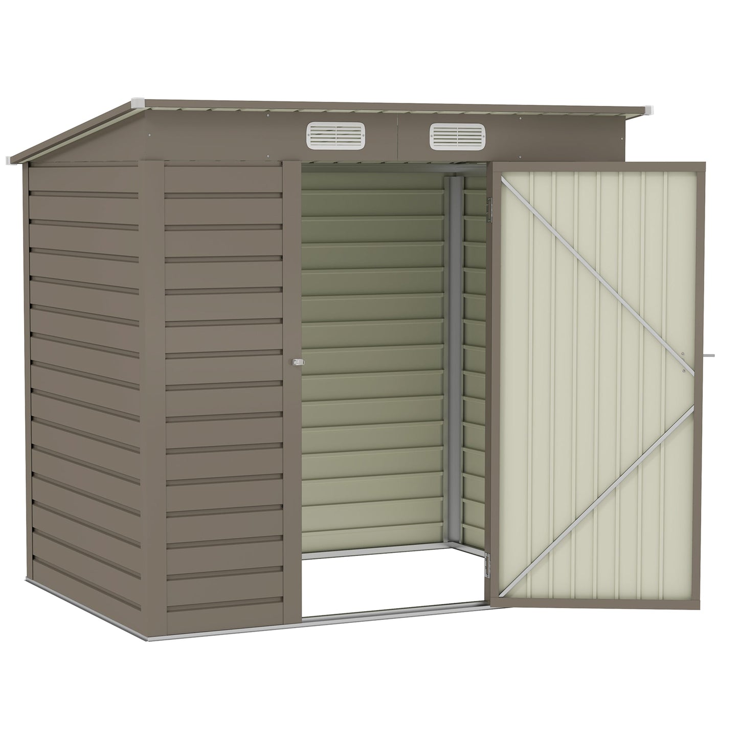 6 x 4FT Outdoor Storage Shed, Easy to Assemble Galvanized Metal Garden Shed, Waterproof Tool Shed with Lockable Door and 2 Vents for Backyard, Lawn, Patio, Light Grey