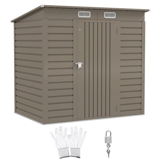 6 x 4FT Outdoor Storage Shed, Easy to Assemble Galvanized Metal Garden Shed, Waterproof Tool Shed with Lockable Door and 2 Vents for Backyard, Lawn, Patio, Light Grey