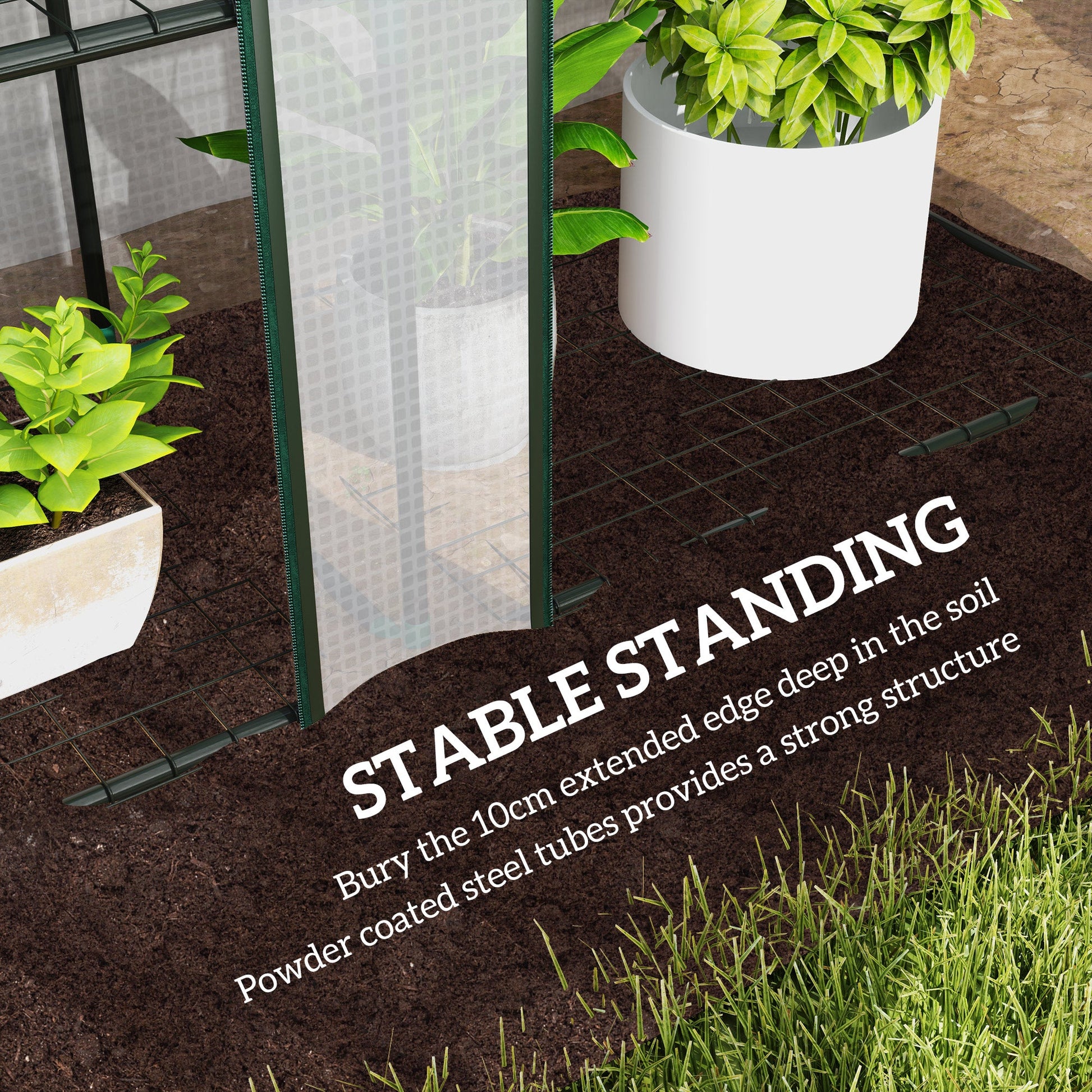 Lean-to Mini Greenhouse with 3 Tier Shelves, Portable Garden Hot House with 3 Roll-Up Doors for Indoor Outdoor, 84.6"x18.1"x56.7", White