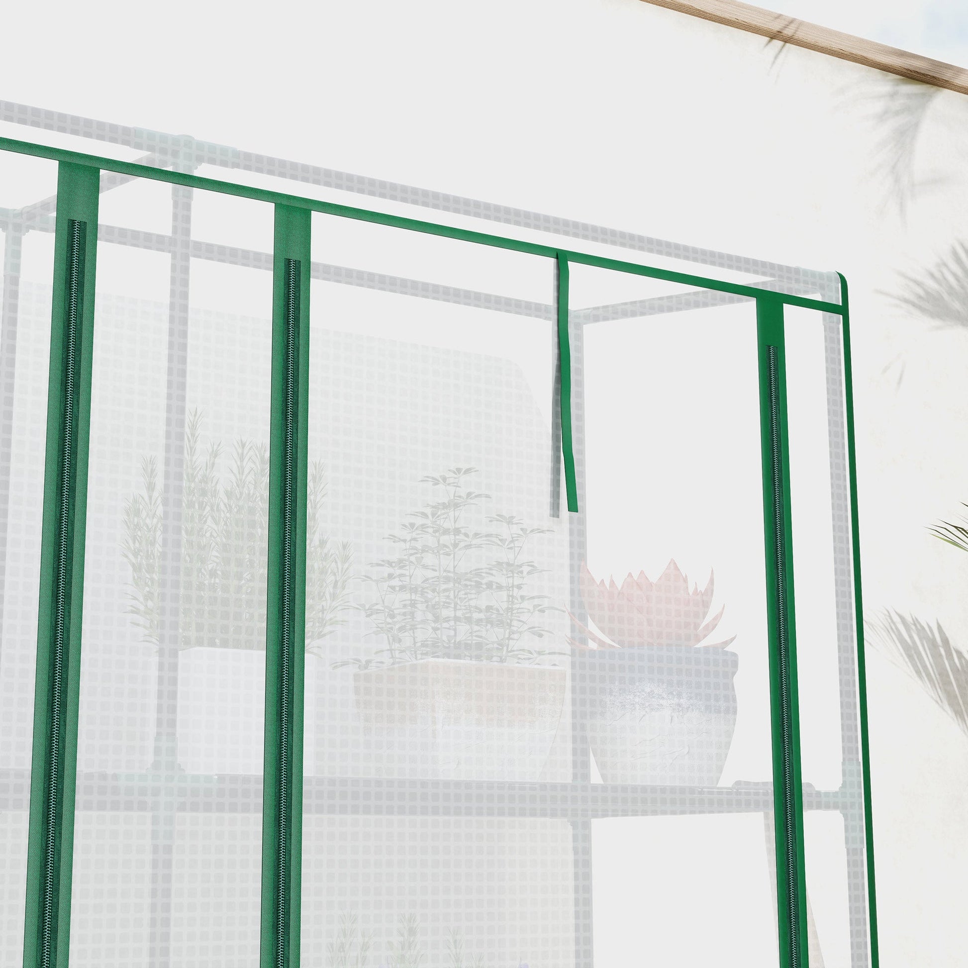 Lean-to Mini Greenhouse with 3 Tier Shelves, Portable Garden Hot House with 3 Roll-Up Doors for Indoor Outdoor, 84.6"x18.1"x56.7", White