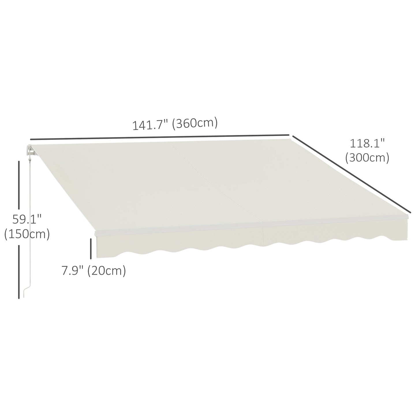 12' x 10' Electric Awning, Retractable Awning Sun Shade Shelter with Remote Controller, Manual Crank Handle and Aluminum Frame, for Deck, Balcony, Yard, Cream White