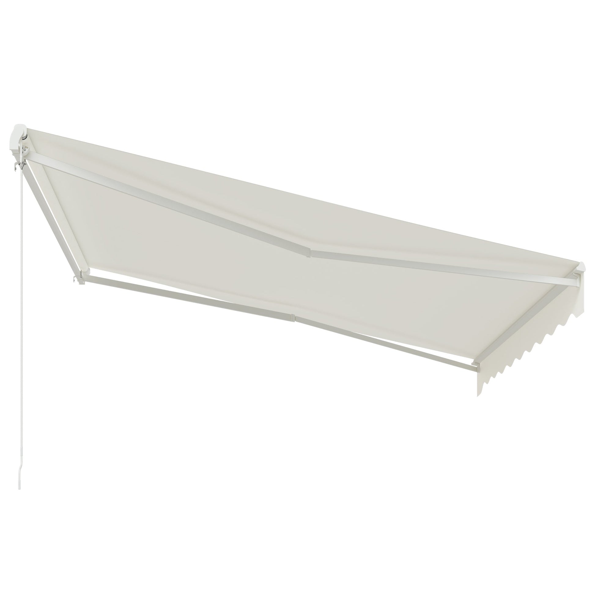 12' x 10' Electric Awning, Retractable Awning Sun Shade Shelter with Remote Controller, Manual Crank Handle and Aluminum Frame, for Deck, Balcony, Yard, Cream White
