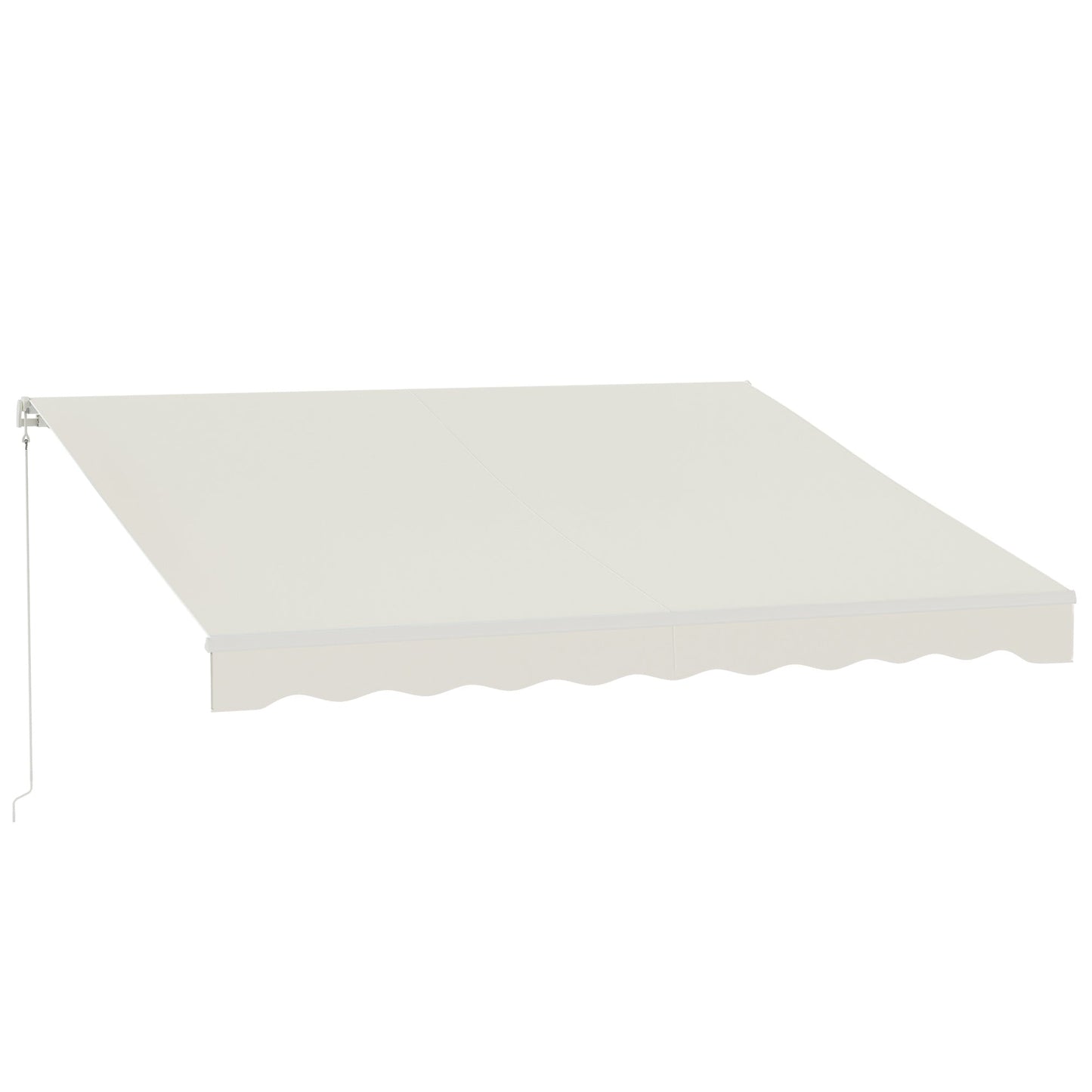 12' x 10' Electric Awning, Retractable Awning Sun Shade Shelter with Remote Controller, Manual Crank Handle and Aluminum Frame, for Deck, Balcony, Yard, Cream White