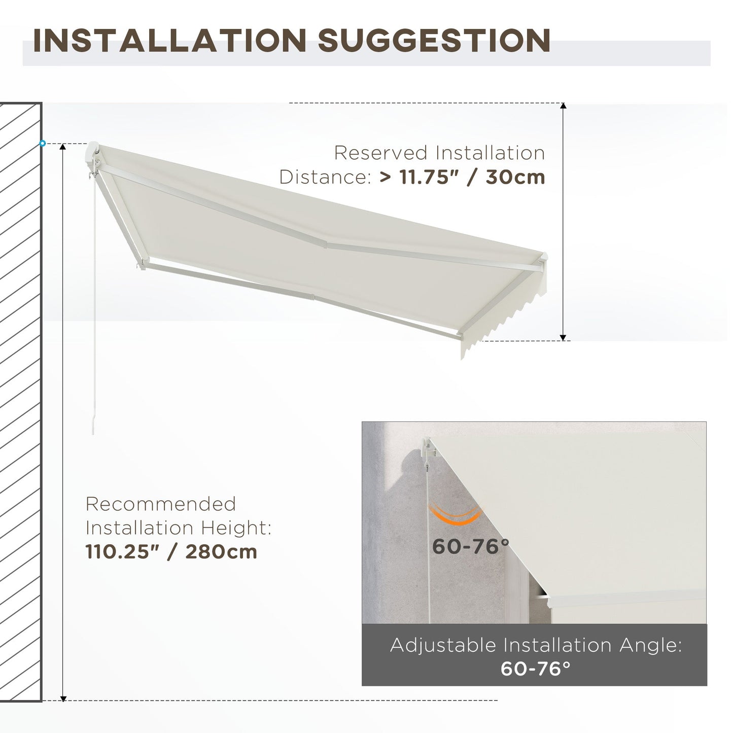 12' x 10' Electric Awning, Retractable Awning Sun Shade Shelter with Remote Controller, Manual Crank Handle and Aluminum Frame, for Deck, Balcony, Yard, Cream White