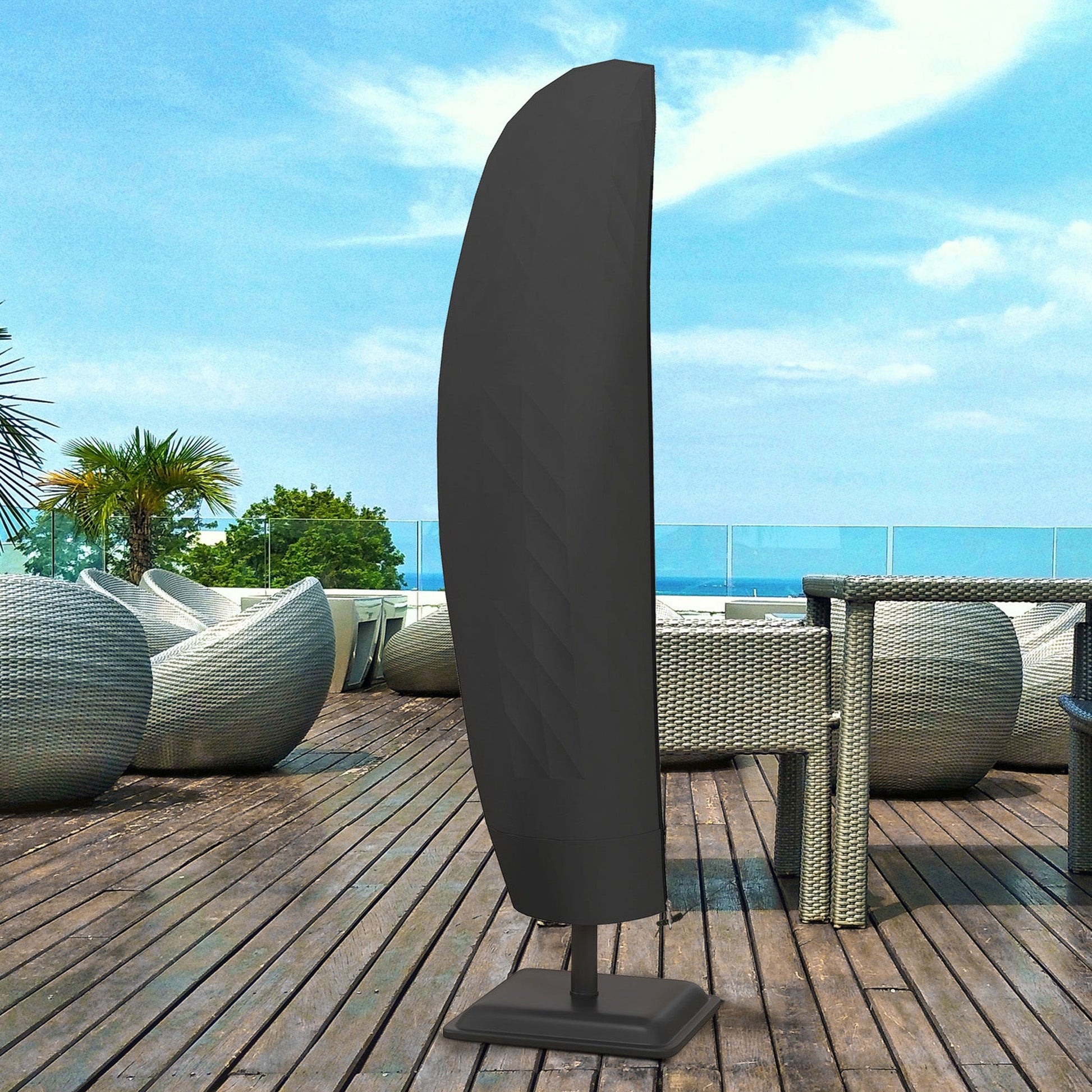 Waterproof Patio Umbrella Cover for 10ft to 13ft Outdoor Offset Umbrella with Zipper, Black