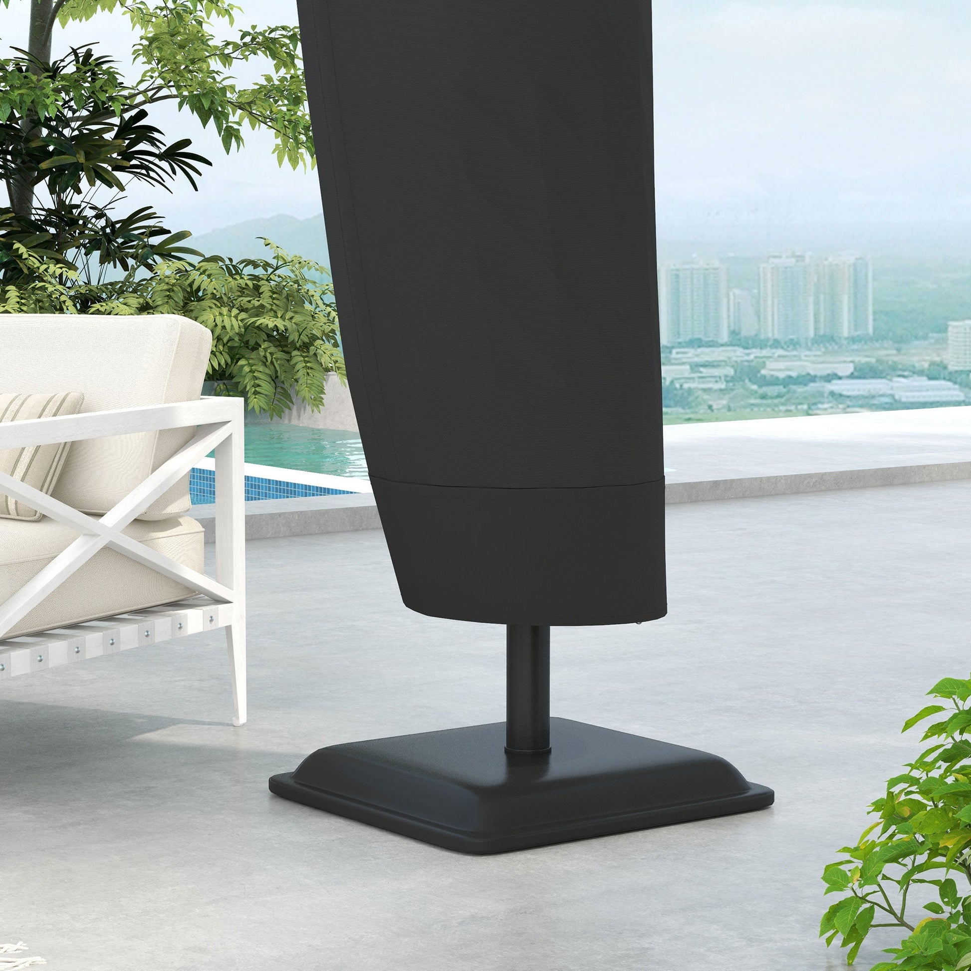 Waterproof Patio Umbrella Cover for 10ft to 13ft Outdoor Offset Umbrella with Zipper, Black