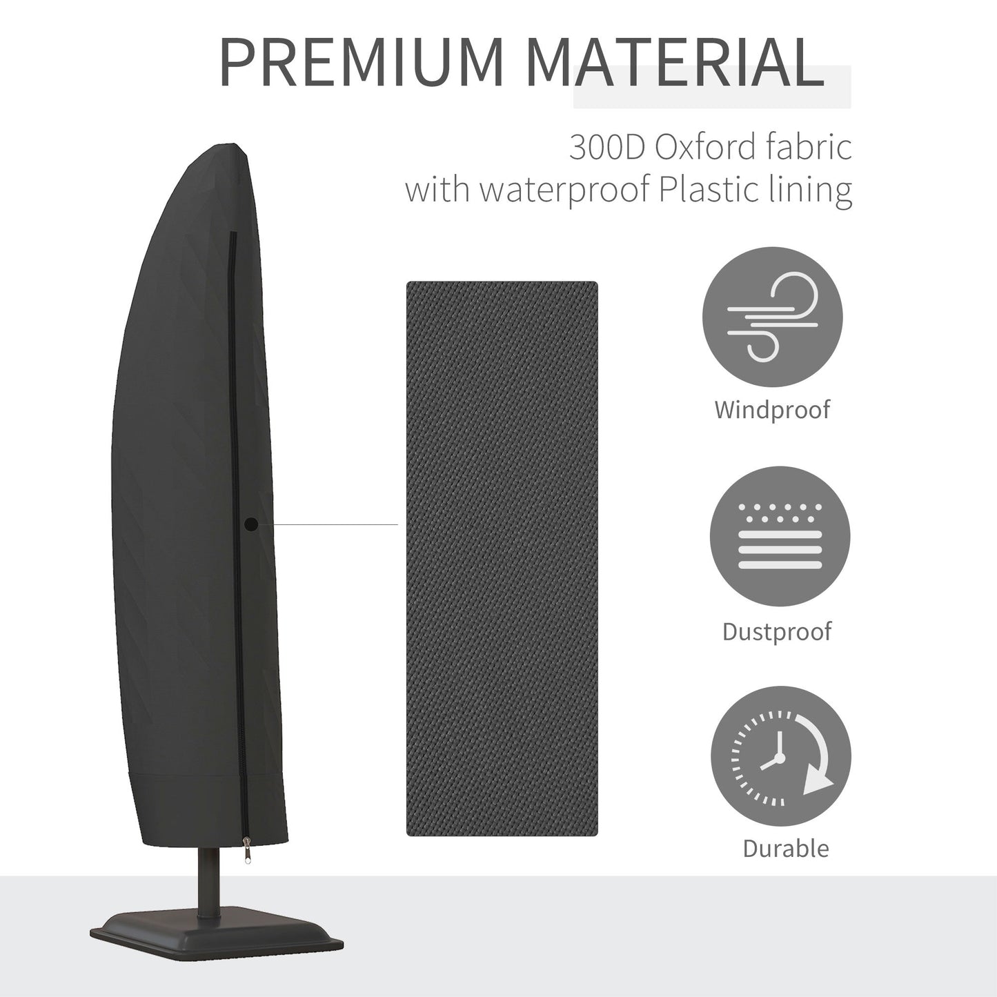 Waterproof Patio Umbrella Cover for 10ft to 13ft Outdoor Offset Umbrella with Zipper, Black