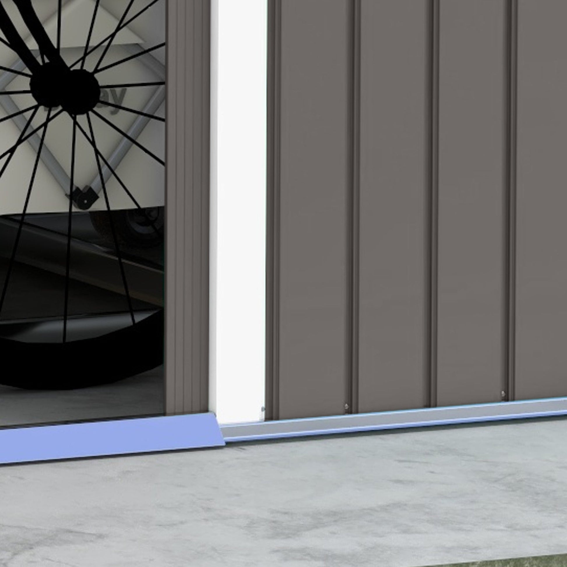 9' x 6' Garden Storage Shed with Foundation Kit, Metal Tool Storage House with Double Doors for Outdoor Patio Yard, Grey