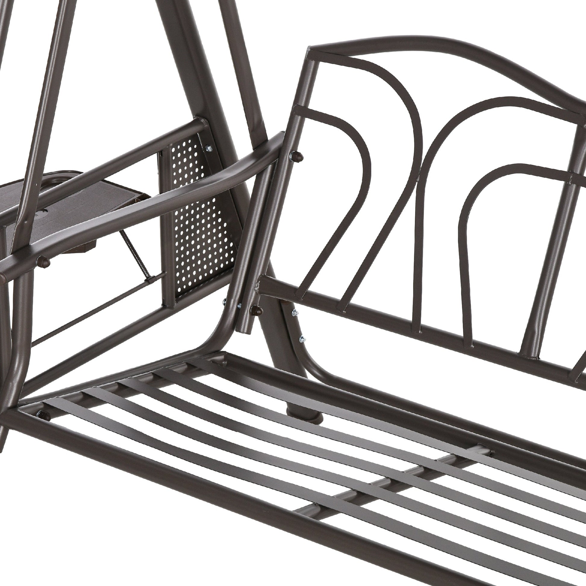 3 Seater Porch Swing Heavy Duty Outdoor Swing Chair Outdoor Lounge Hammock Cushioned Seat w/ Tilt Canopy, Dark Blue