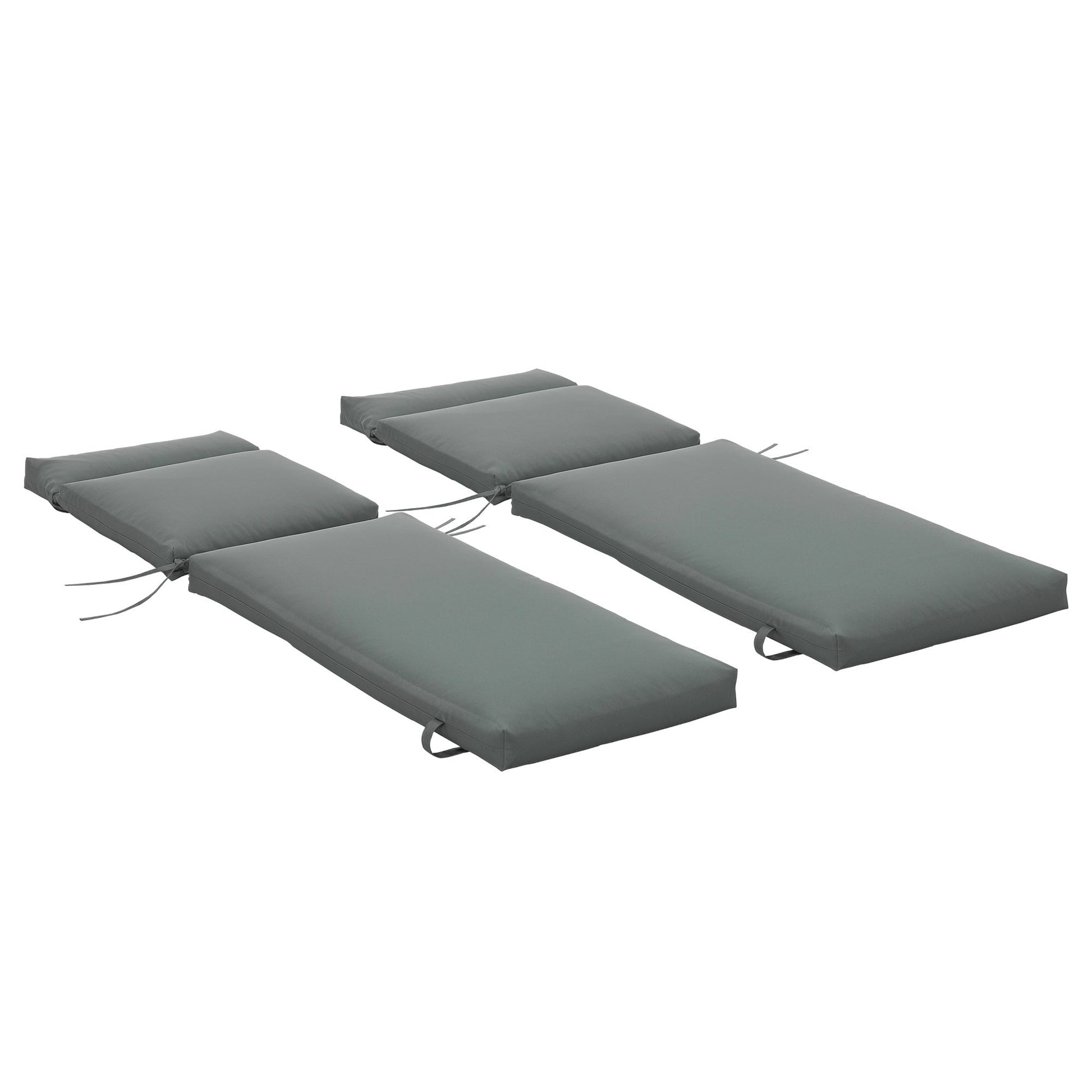 Outdoor Lounge Chair Cushion Set of 2, Non-Slip Chaise Lounge Cushions, Sun Lounger Pads for Indoor Outdoor, 77.2" x 21.7", Dark Grey