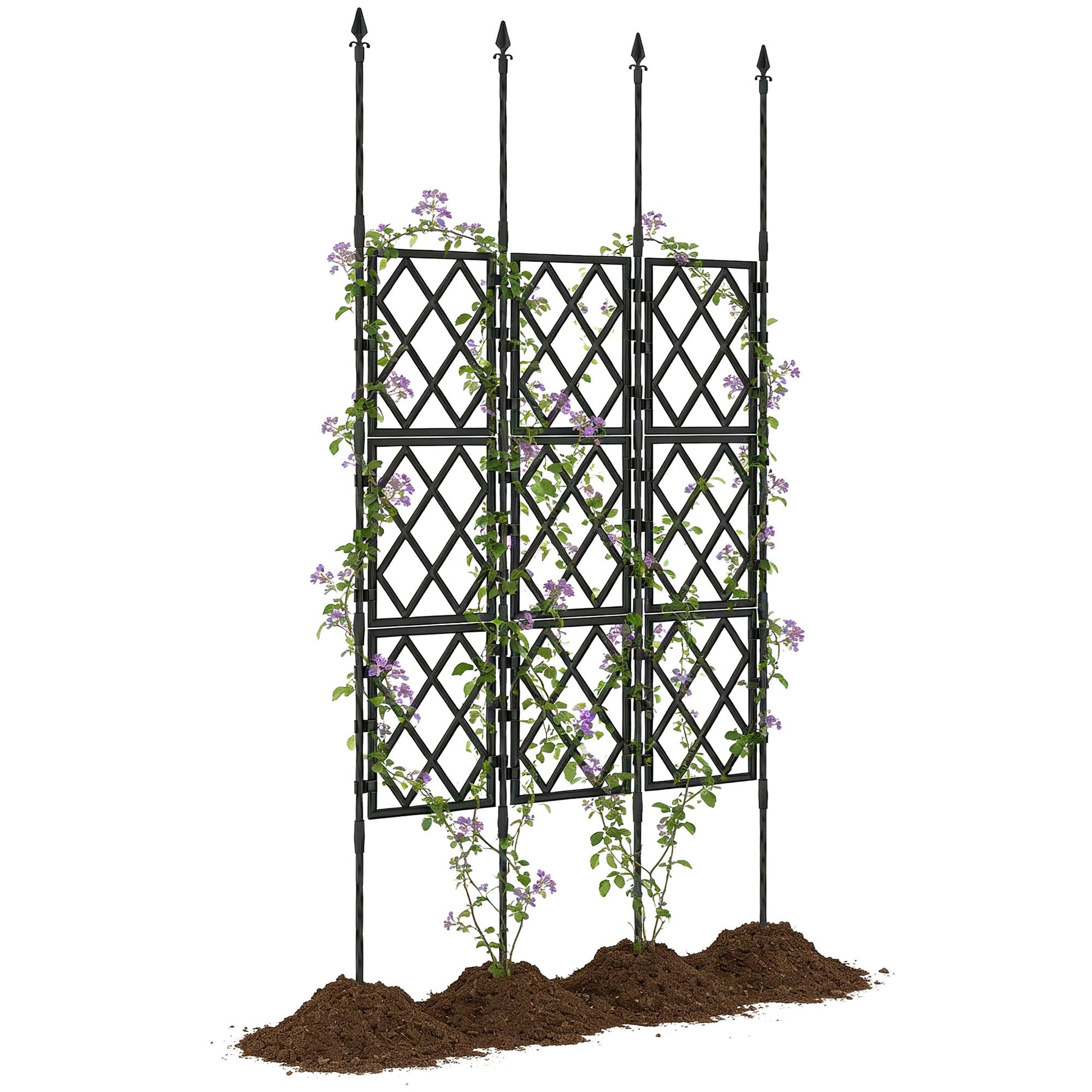 Foldable Garden Trellis, 33.5 x 77.6 Inch Lattice Climbing Support Trellis for Garden Indoor Outdoor, DIY Assembly for Vines, Vegetables, Flowers, Fruits, Black