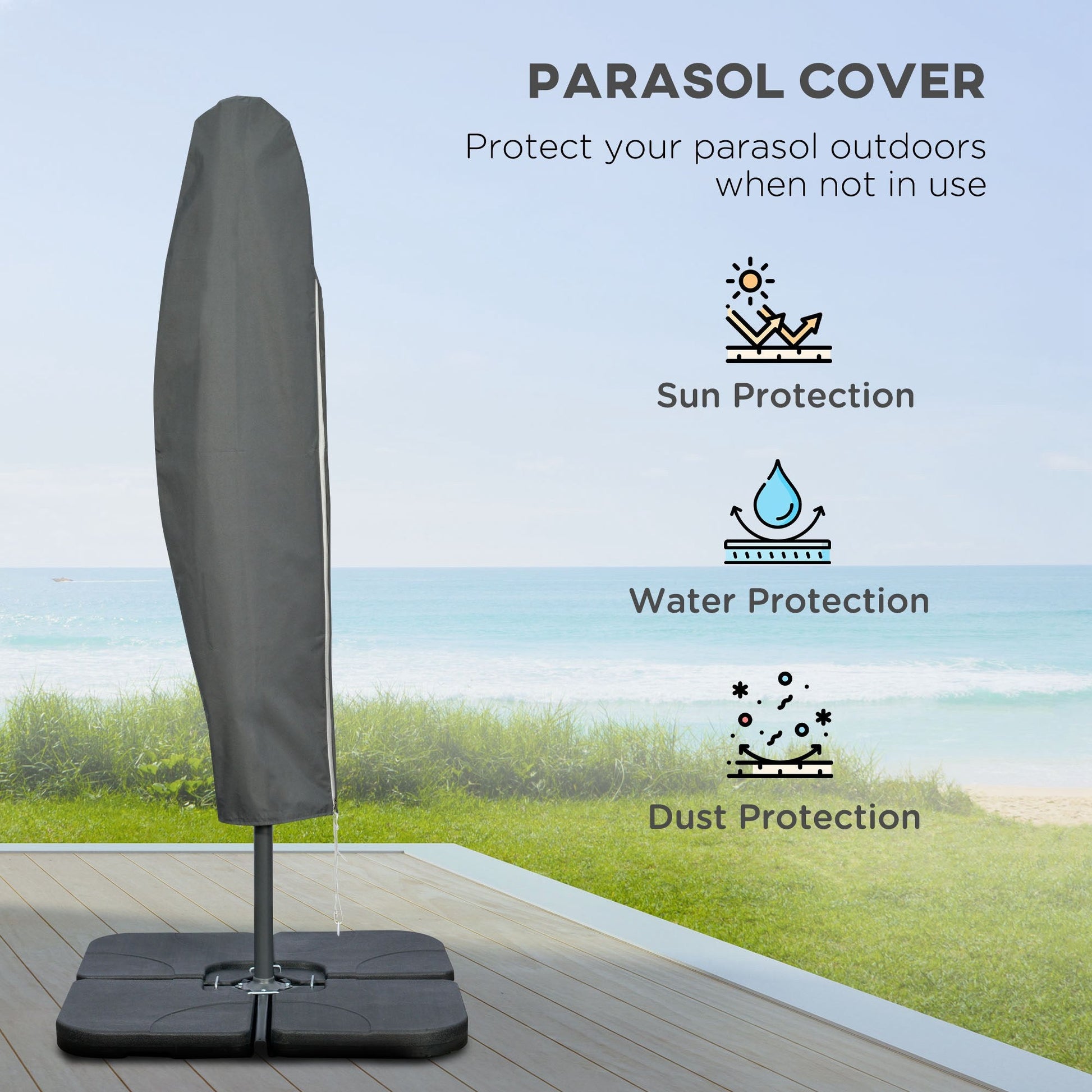 9.6ft Offset Patio Umbrella with Base, Garden Hanging Parasol with Crank, Banana Cantilever Umbrella Sun Shade, Black
