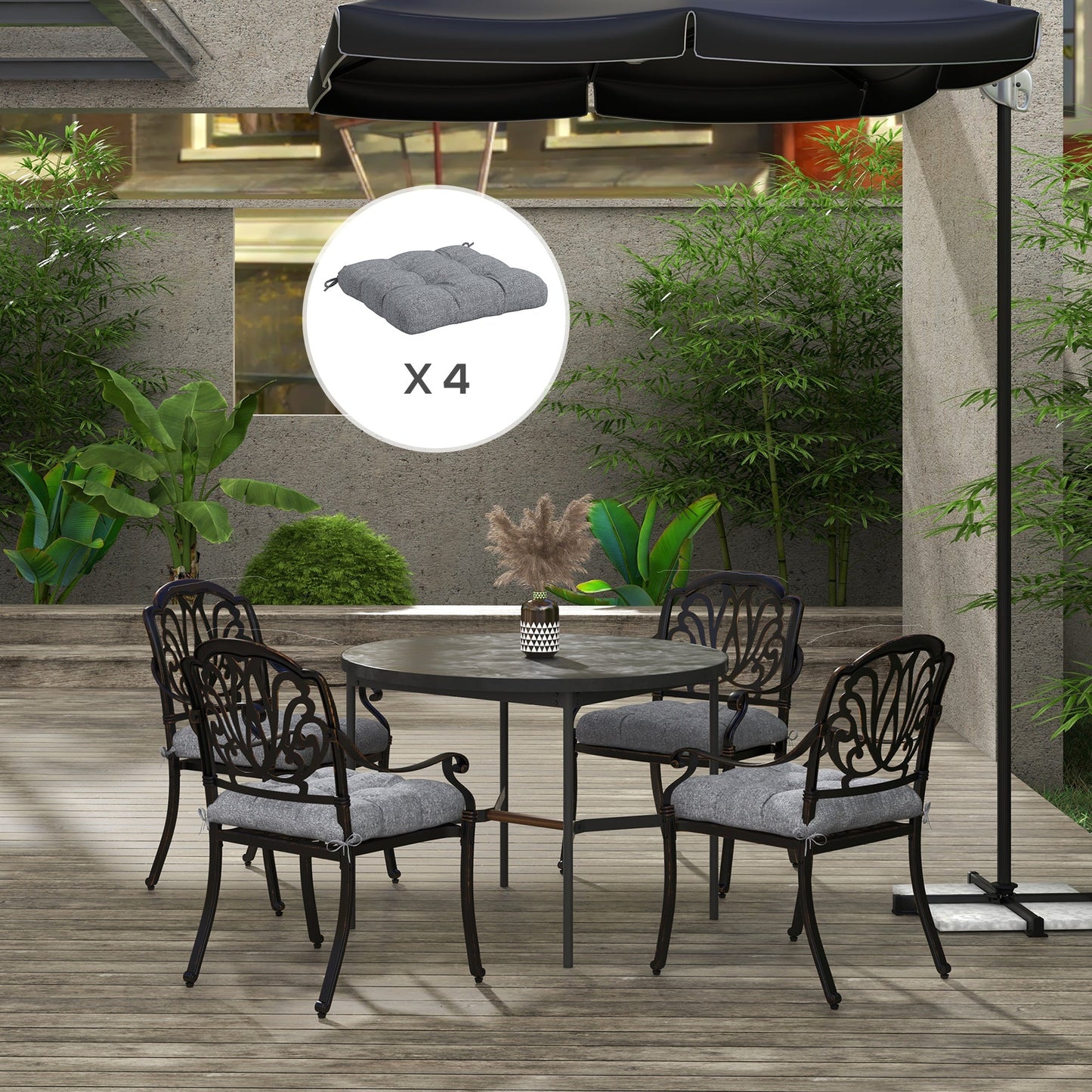 4-Piece Patio Chair Cushions Pillows, 19" x 19" x 4" Patio Cushions Set with Ties for Indoor Outdoor Garden Furniture
