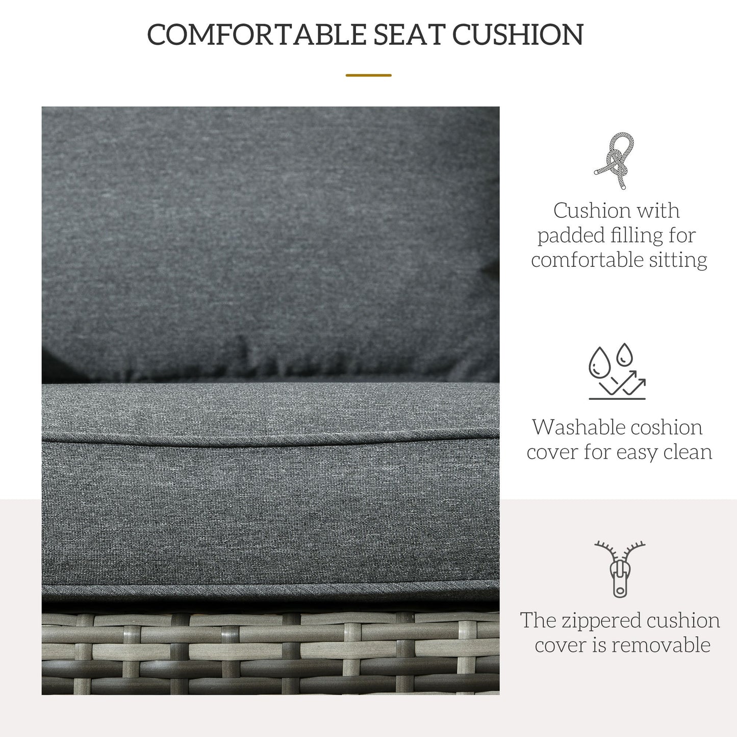 Patio Wicker Adirondack Chair, Outdoor PE Rattan Fire Pit Chair, Muskoka Chair w/ Soft Cushions, Tall Curved Backrest and Comfortable Armrests for Deck Garden, Grey