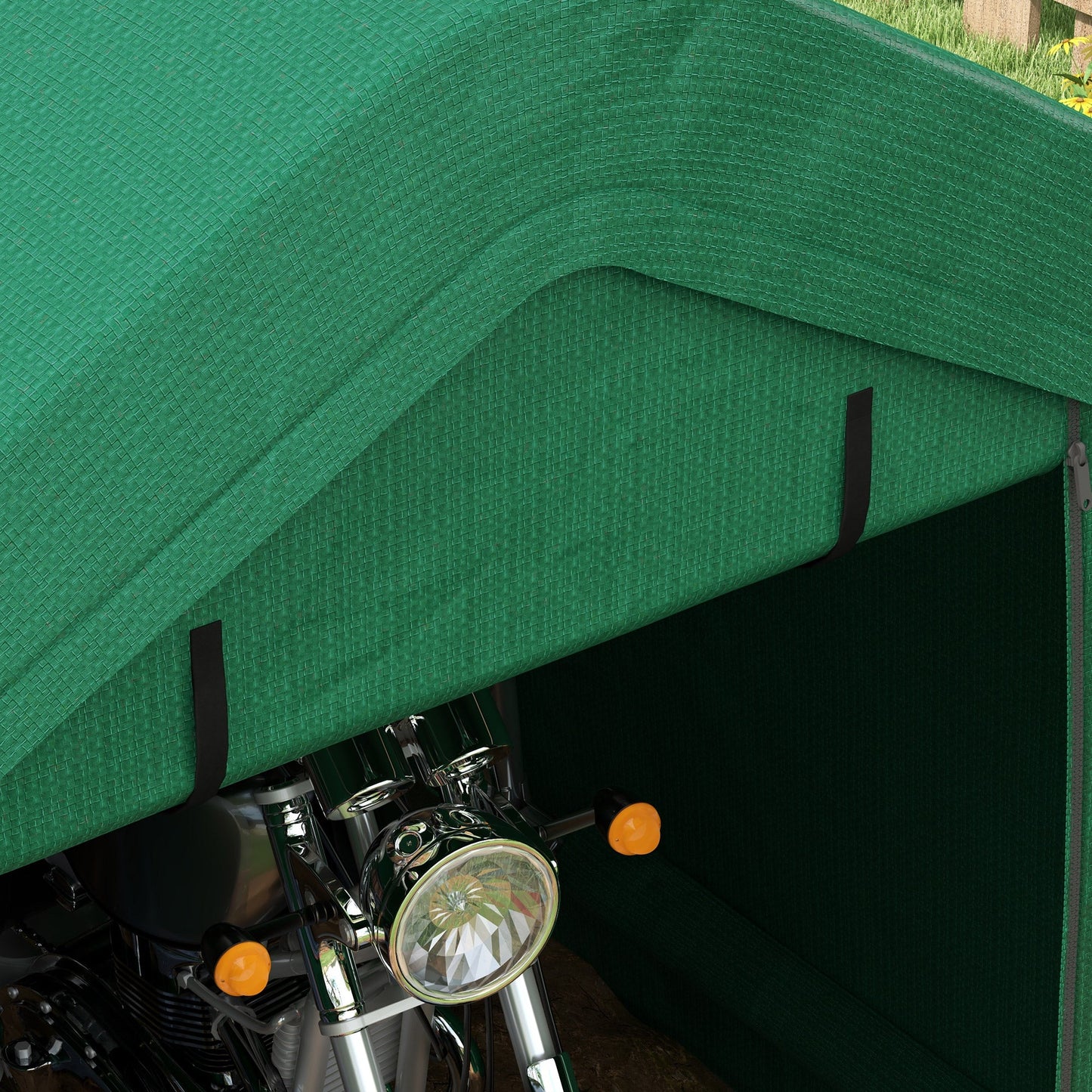 8'x6' Outdoor Storage Shelter with Rollup & Zipper Door, Heavy Duty Carport Shed for Motorcycle Garden Storage, Green