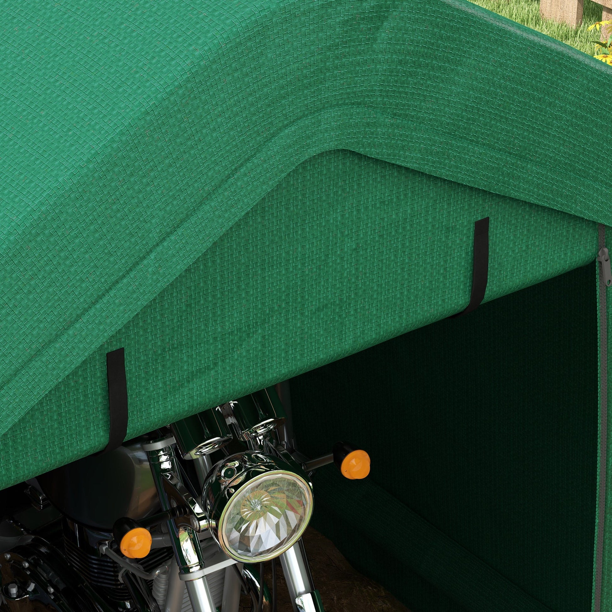 8'x6' Outdoor Storage Shelter with Rollup & Zipper Door, Heavy Duty Carport Shed for Motorcycle Garden Storage, Green