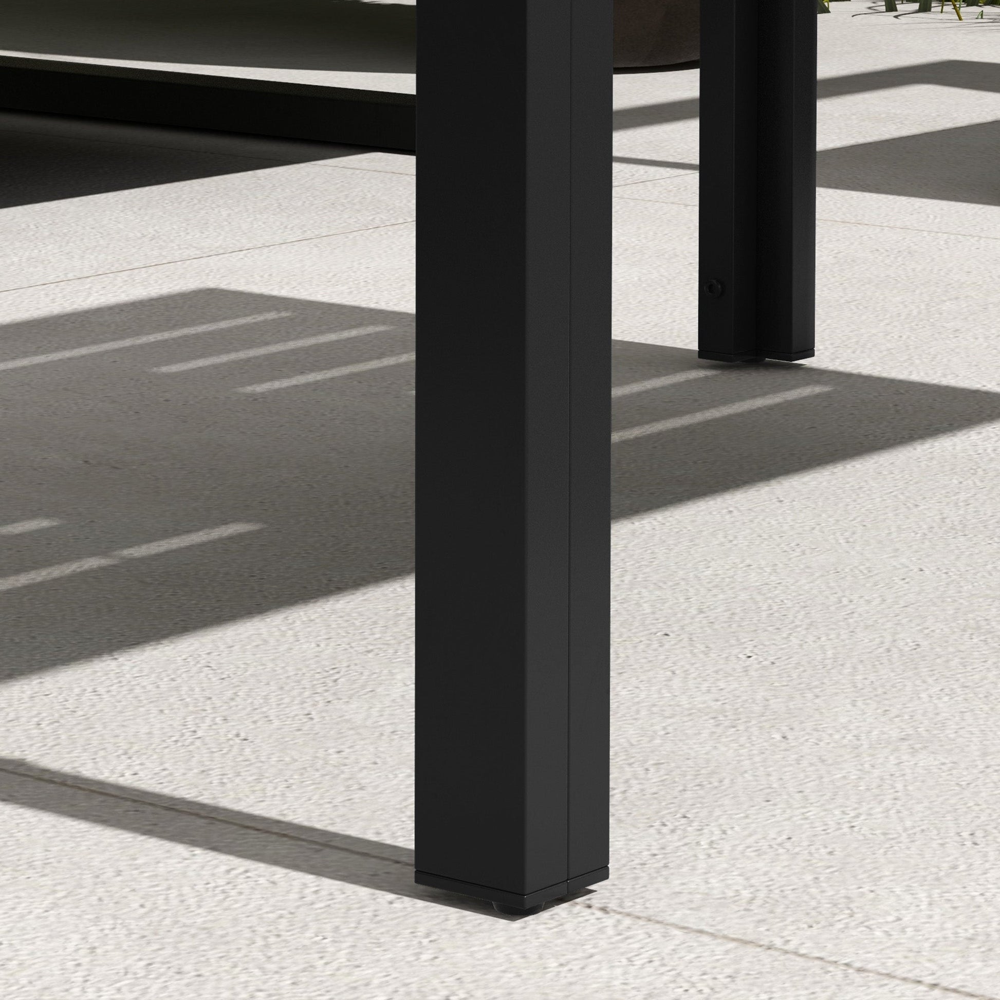 Patio Coffee Table, Rectangle Outdoor Side Table with Steel Frame and Slat Tabletop for Garden, Balcony, Backyard, Porch, Black