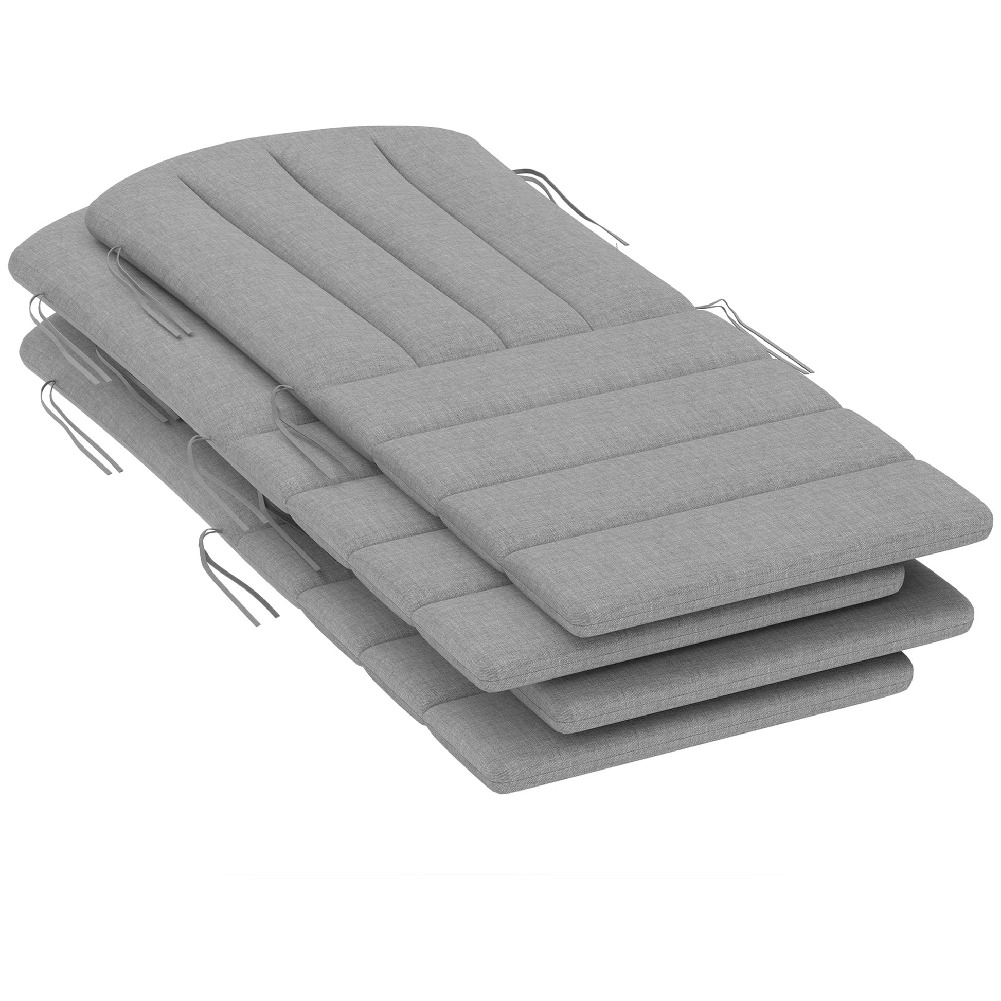Adirondack Chair Cushion Set of 4, Outdoor Chair Cushions, High Back Patio Chair Cushions with Ties, Non-Slip Replacement Seat Cushion for Patio Furniture, Grey