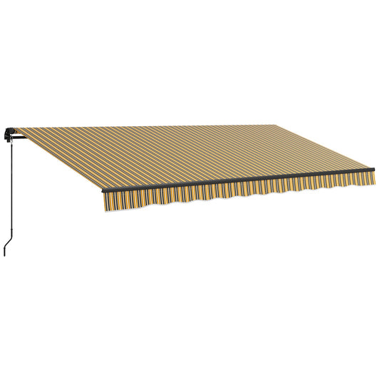  15' x 10' Retractable Awning, Patio Awning Sunshade Shelter with Manual Crank Handle, 280gsm UV Resistant Fabric and Aluminum Frame, for Balcony, Yard, Amber/Grey