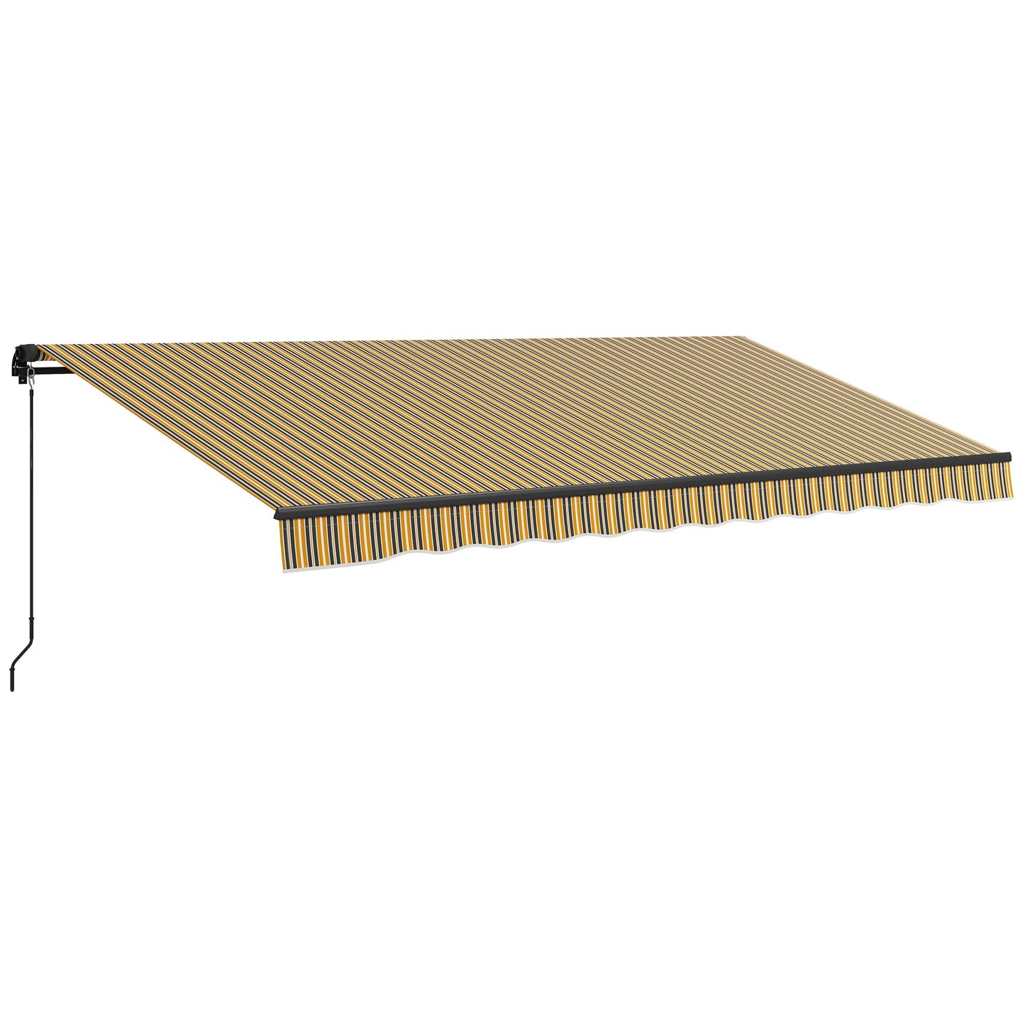  15' x 10' Retractable Awning, Patio Awning Sunshade Shelter with Manual Crank Handle, 280gsm UV Resistant Fabric and Aluminum Frame, for Balcony, Yard, Amber/Grey