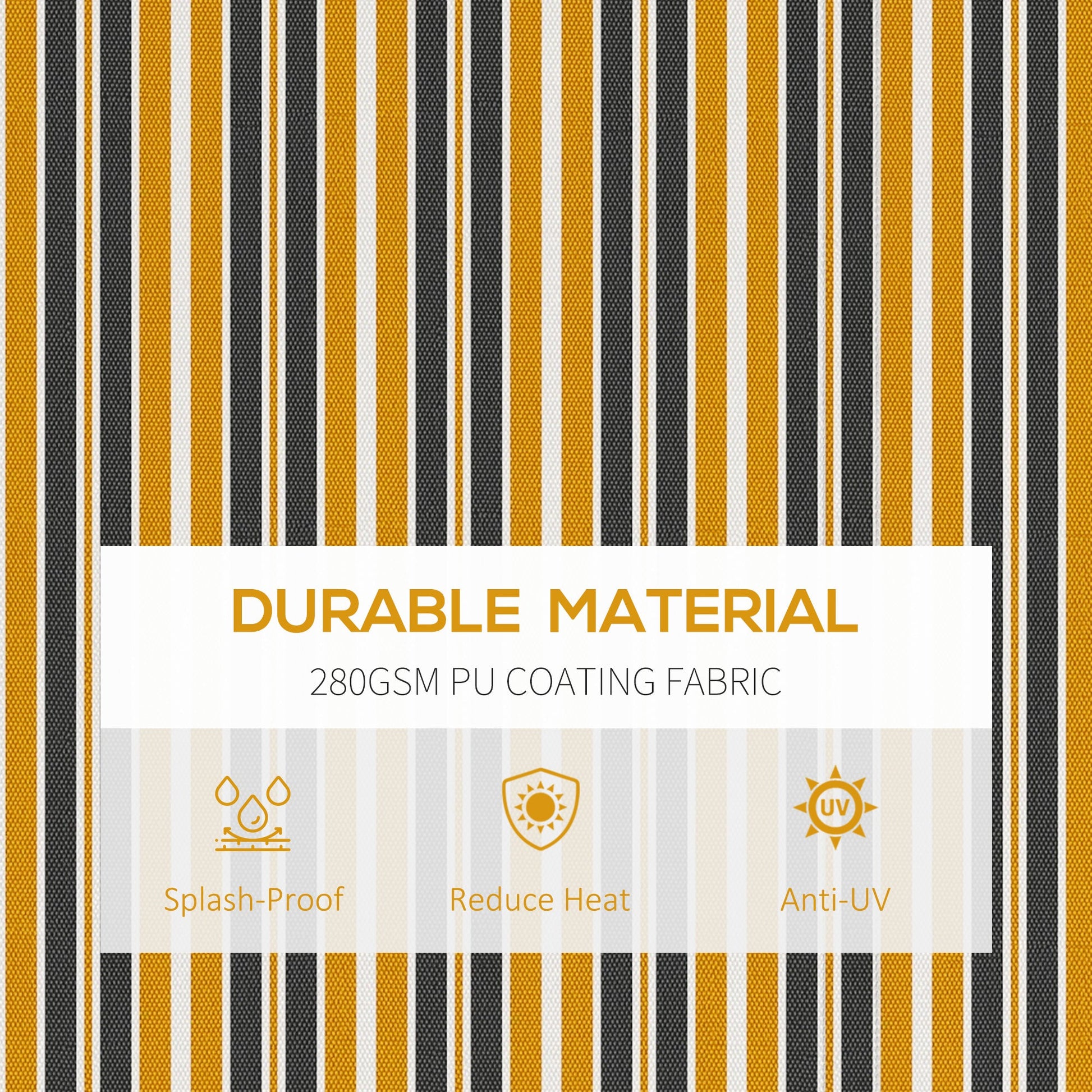  15' x 10' Retractable Awning, Patio Awning Sunshade Shelter with Manual Crank Handle, 280gsm UV Resistant Fabric and Aluminum Frame, for Balcony, Yard, Amber/Grey