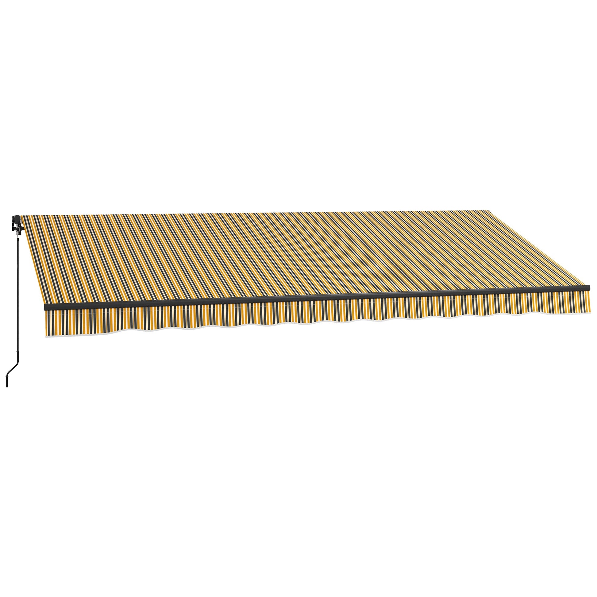  15' x 10' Retractable Awning, Patio Awning Sunshade Shelter with Manual Crank Handle, 280gsm UV Resistant Fabric and Aluminum Frame, for Balcony, Yard, Amber/Grey