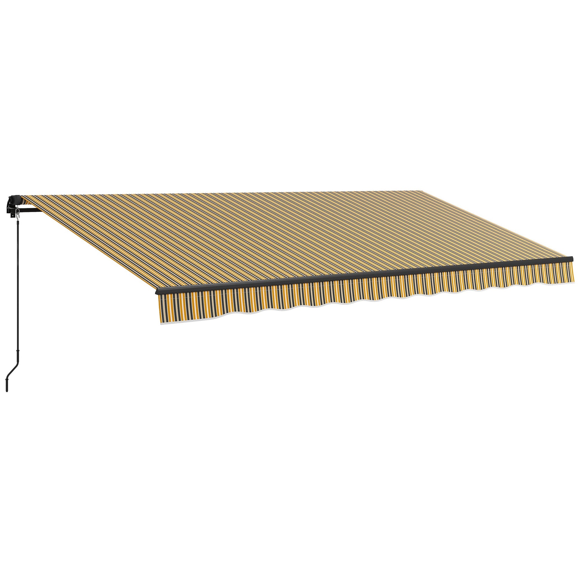  15' x 10' Retractable Awning, Patio Awning Sunshade Shelter with Manual Crank Handle, 280gsm UV Resistant Fabric and Aluminum Frame, for Balcony, Yard, Amber/Grey