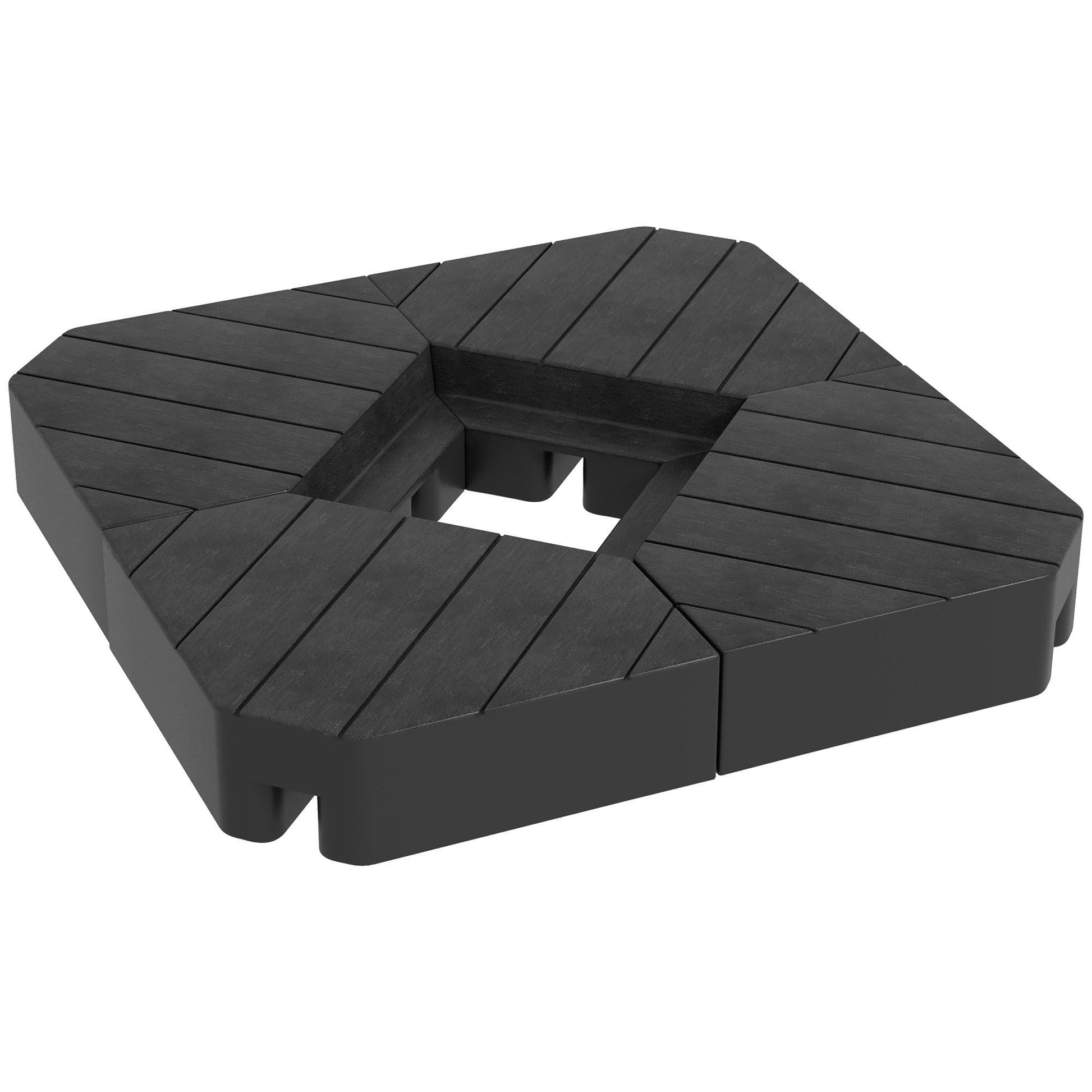 4 Piece Patio Cantilever Umbrella Base Weight Set, Outdoor Offset Umbrella Weights for Umbrella Stand, 132 lb. Capacity Water or 176 lb. Capacity Sand, Black