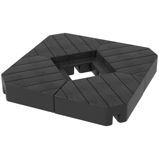 4 Piece Patio Cantilever Umbrella Base Weight Set, Outdoor Offset Umbrella Weights for Umbrella Stand, 132 lb. Capacity Water or 176 lb. Capacity Sand, Black