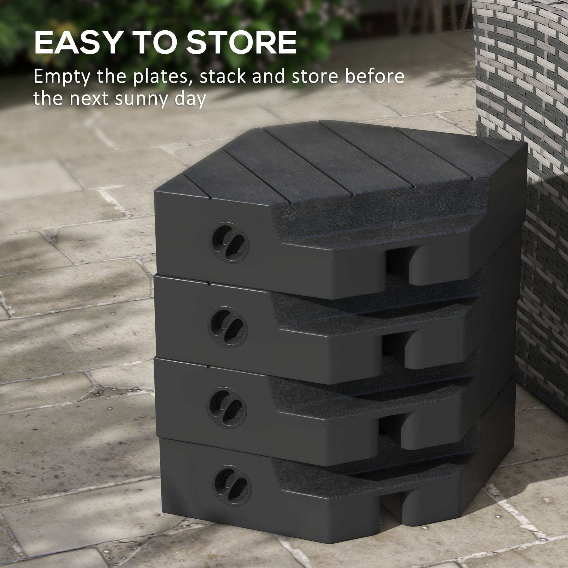 4 Piece Patio Cantilever Umbrella Base Weight Set, Outdoor Offset Umbrella Weights for Umbrella Stand, 132 lb. Capacity Water or 176 lb. Capacity Sand, Black