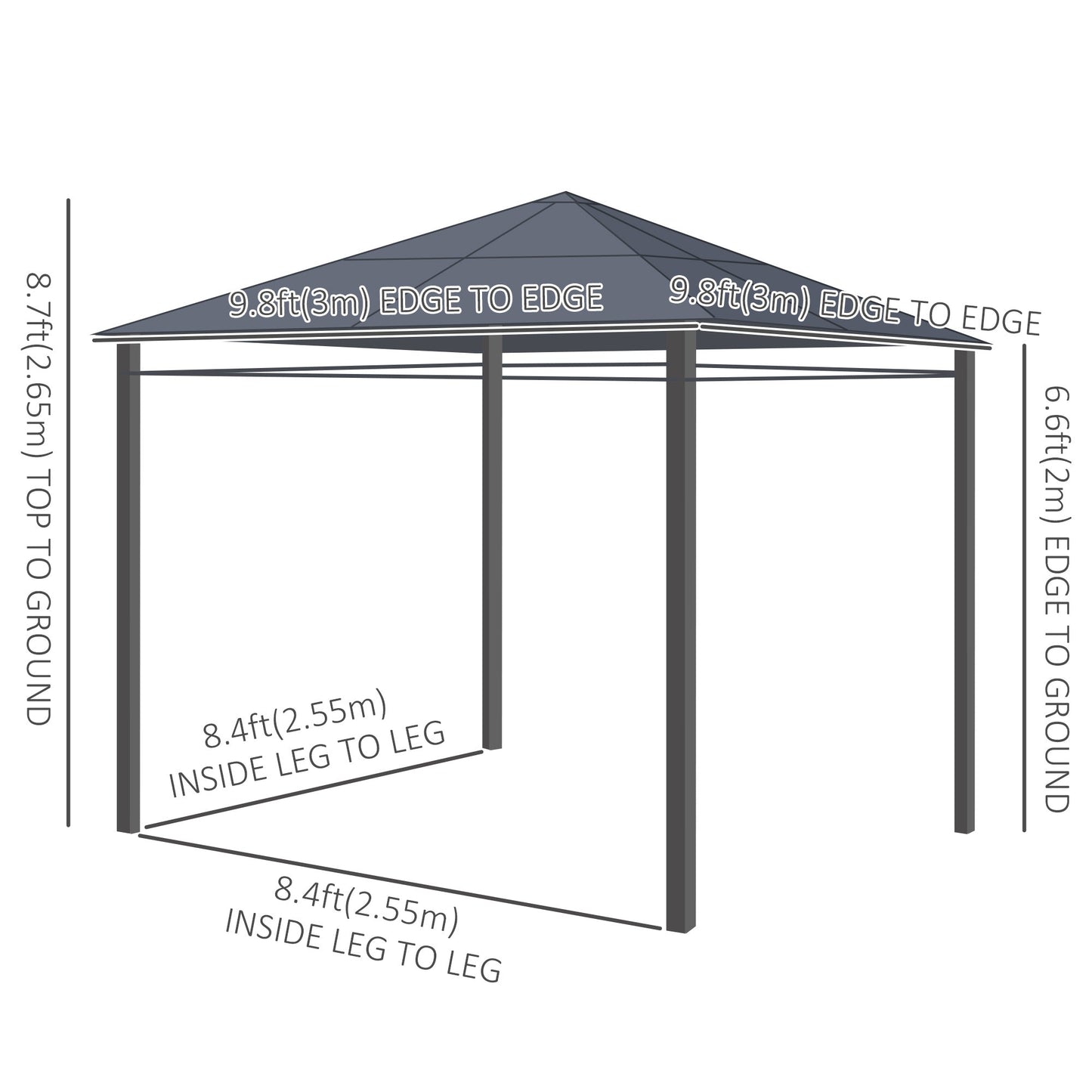 10' x 10' Polycarbonate Hardtop Gazebo Canopy, Outdoor Patio Gazebo with Aluminum Frame & Curtains, Dark Grey