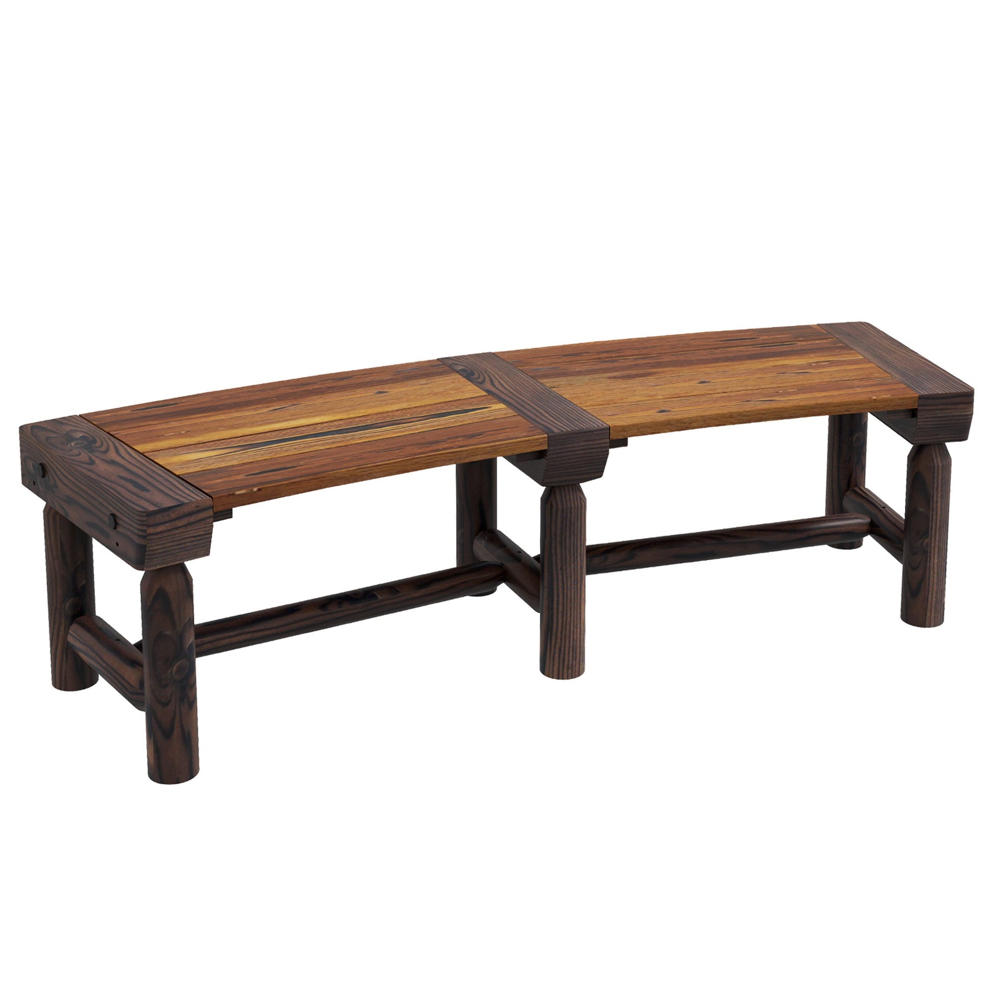Wooden Outdoor Bench, Semicircular Round Patio Loveseat, Wrap Around Tree Bench with Slatted Seat for Yard, Garden, Deck, Lawn, Brown