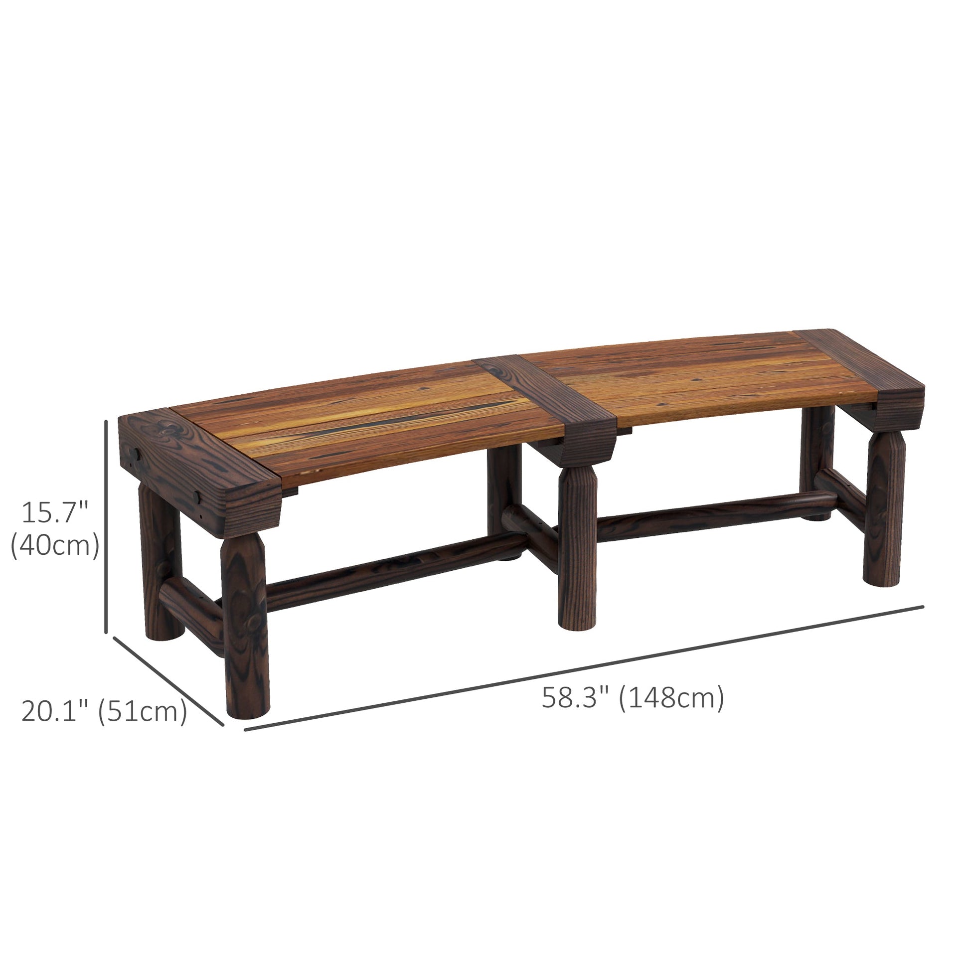 Wooden Outdoor Bench, Semicircular Round Patio Loveseat, Wrap Around Tree Bench with Slatted Seat for Yard, Garden, Deck, Lawn, Brown