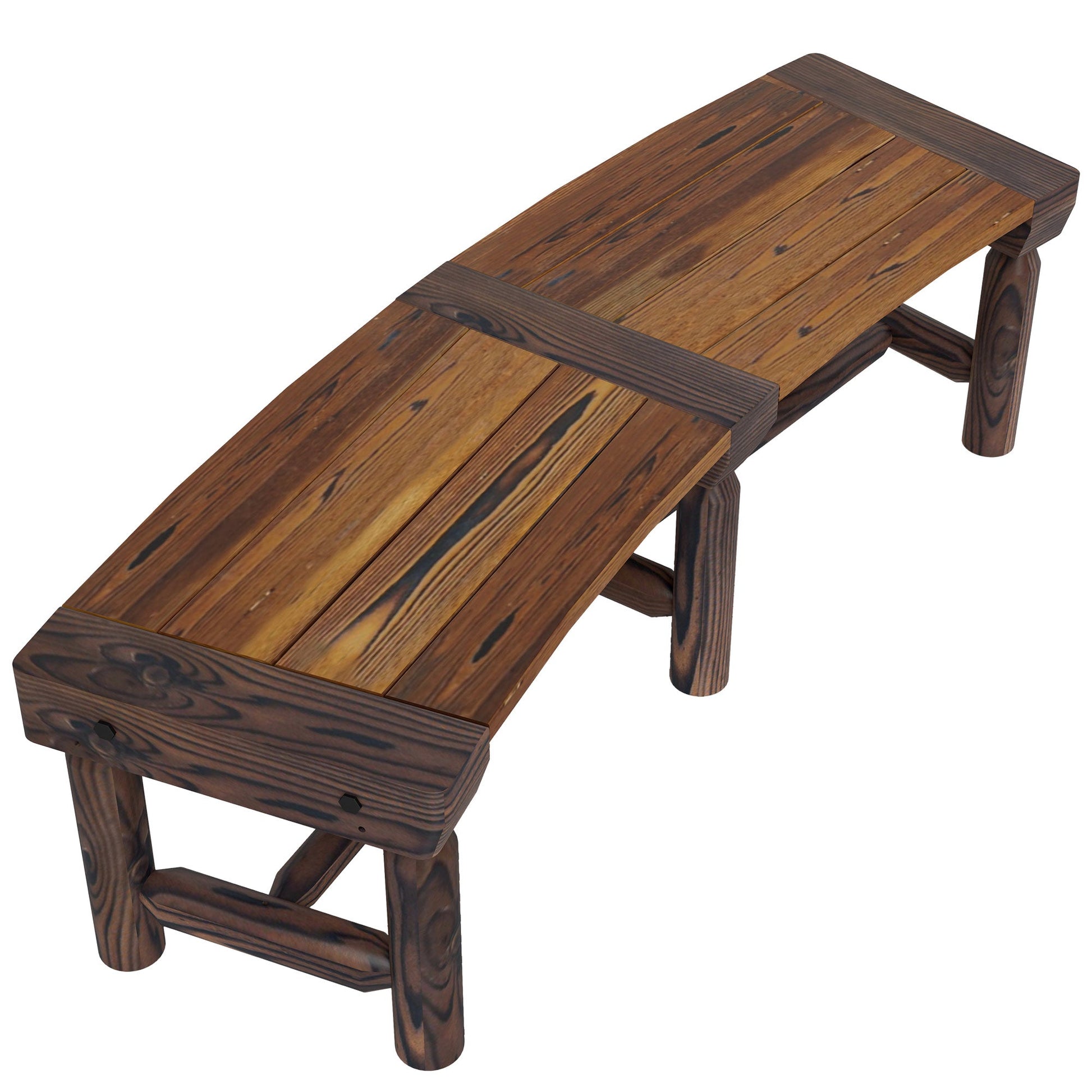Wooden Outdoor Bench, Semicircular Round Patio Loveseat, Wrap Around Tree Bench with Slatted Seat for Yard, Garden, Deck, Lawn, Brown