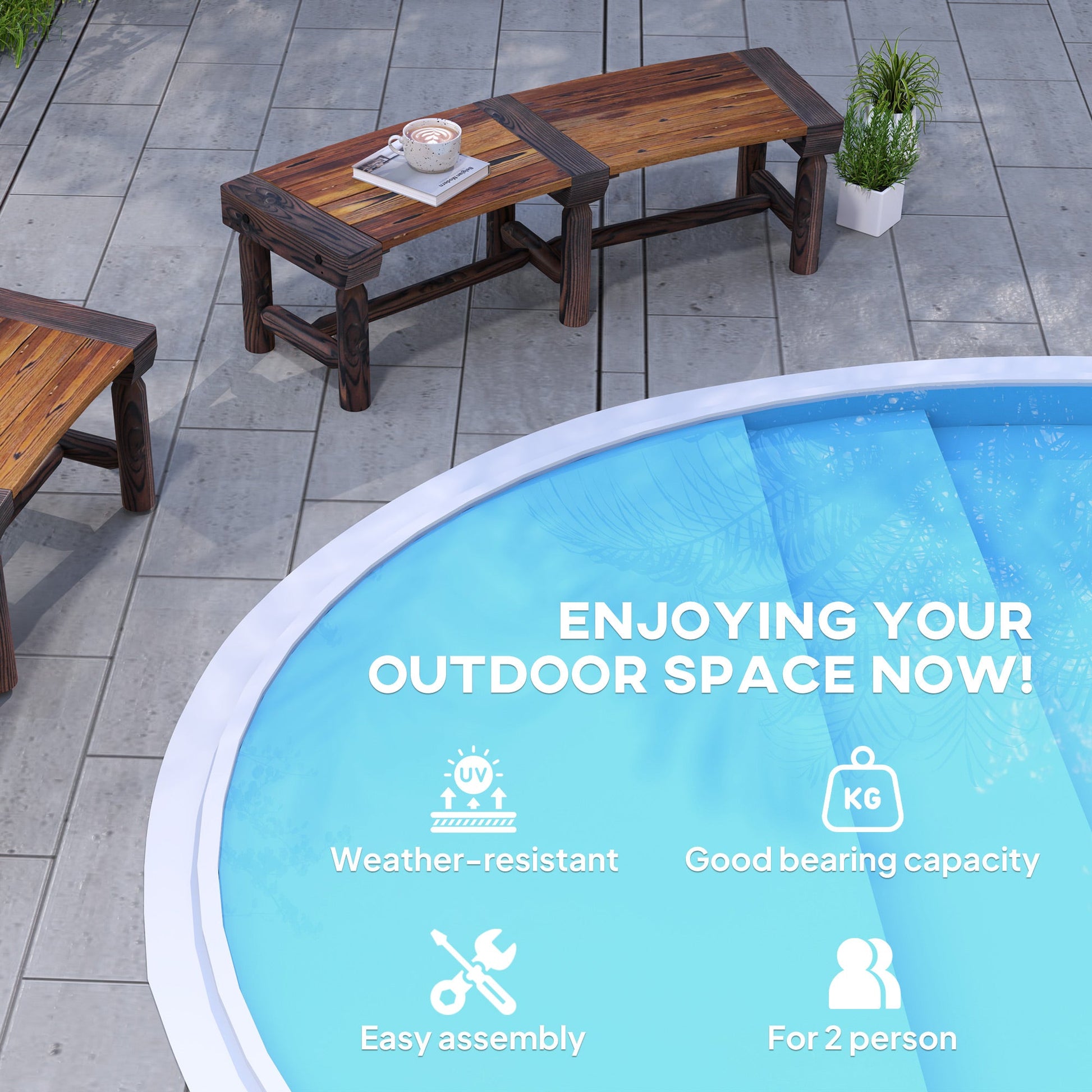 Wooden Outdoor Bench, Semicircular Round Patio Loveseat, Wrap Around Tree Bench with Slatted Seat for Yard, Garden, Deck, Lawn, Brown