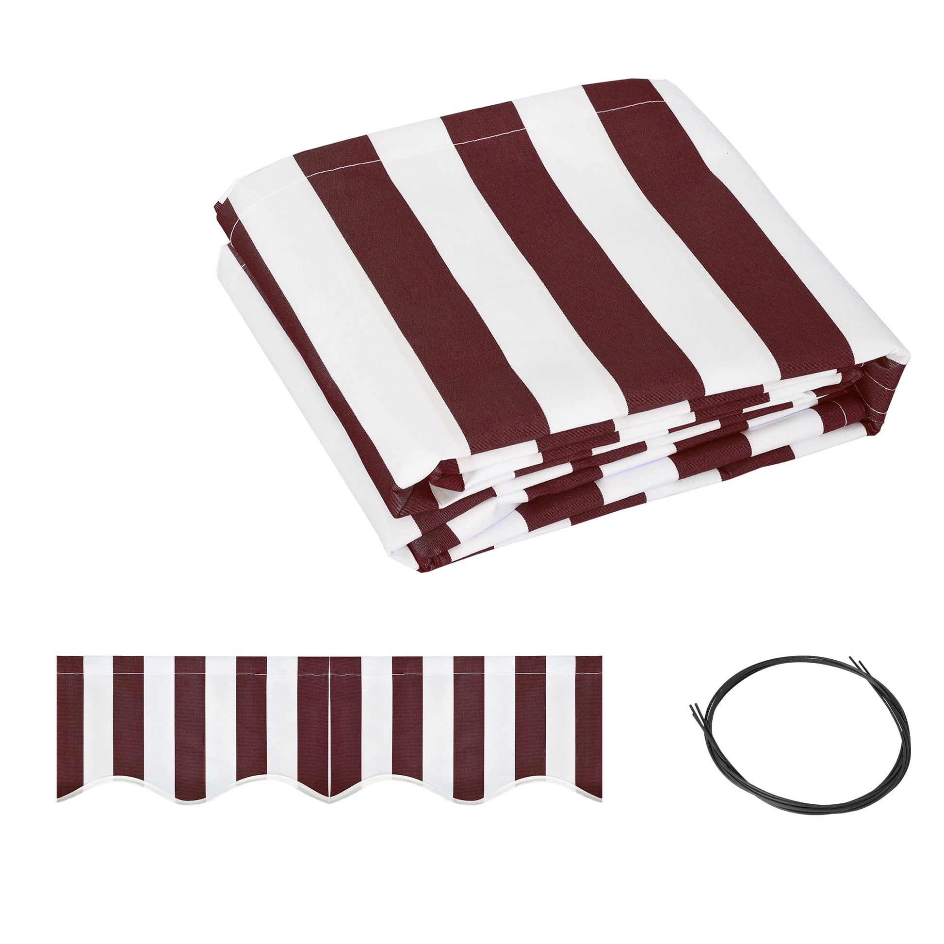 9' x 8' Retractable Awning Fabric Replacement Outdoor Sunshade Canopy Awning Cover, UV Protection, Red and White