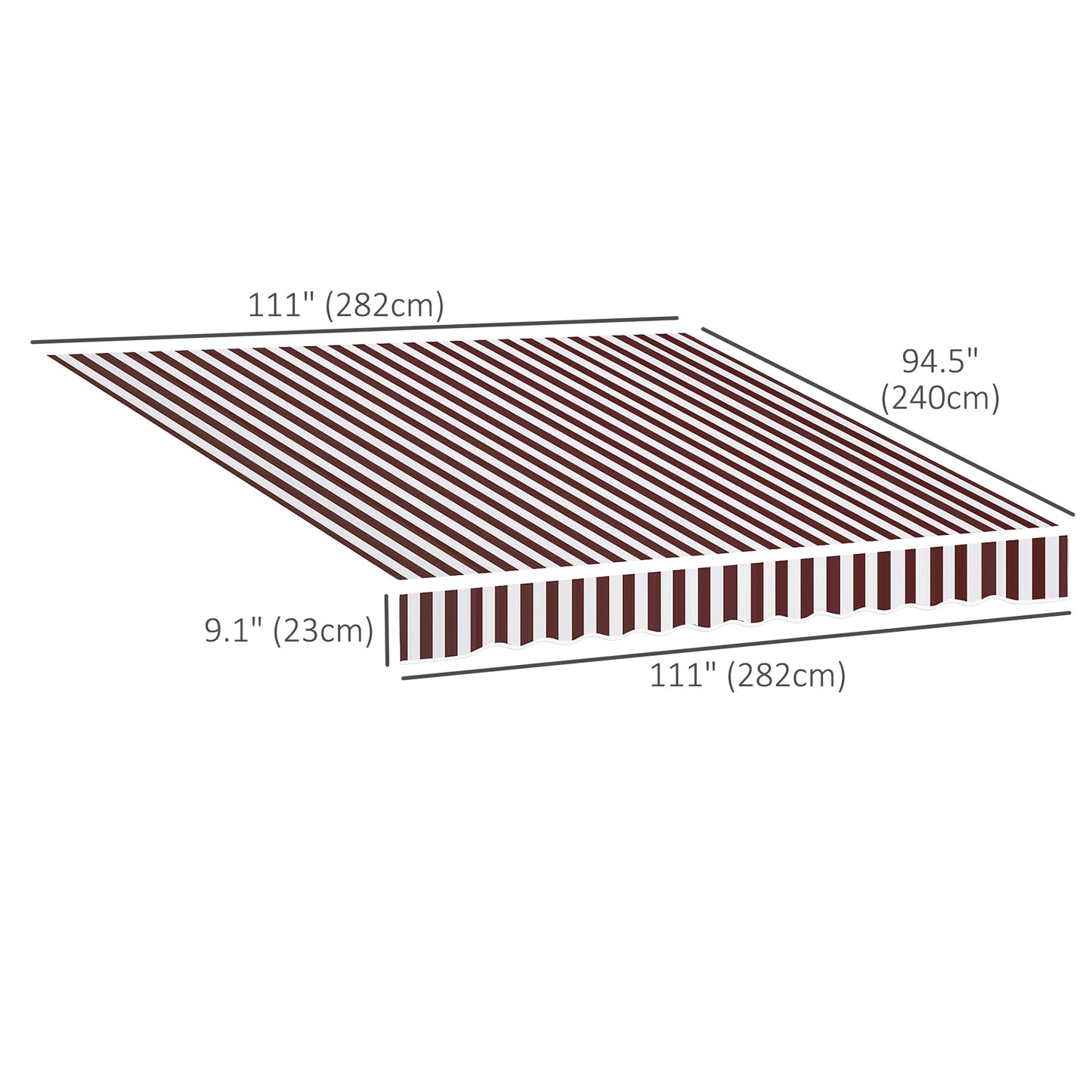9' x 8' Retractable Awning Fabric Replacement Outdoor Sunshade Canopy Awning Cover, UV Protection, Red and White