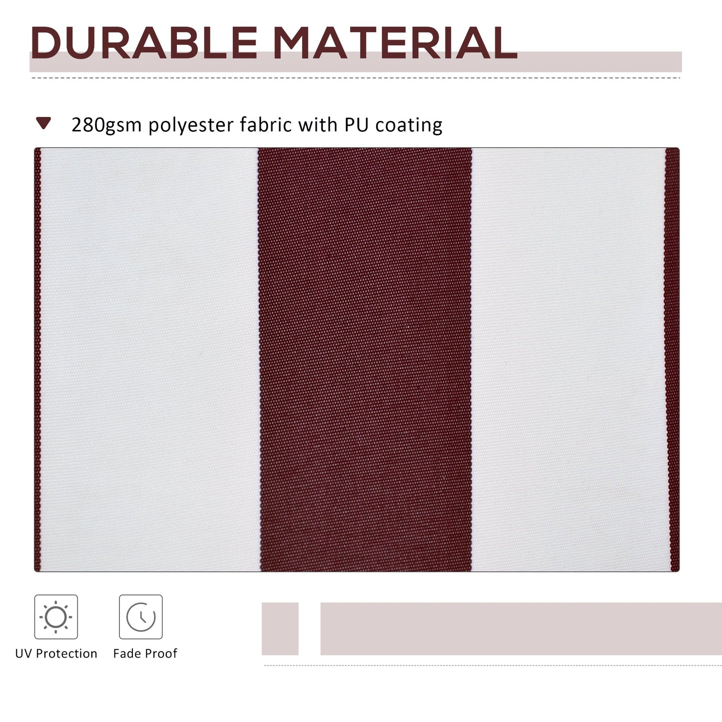 9' x 8' Retractable Awning Fabric Replacement Outdoor Sunshade Canopy Awning Cover, UV Protection, Red and White