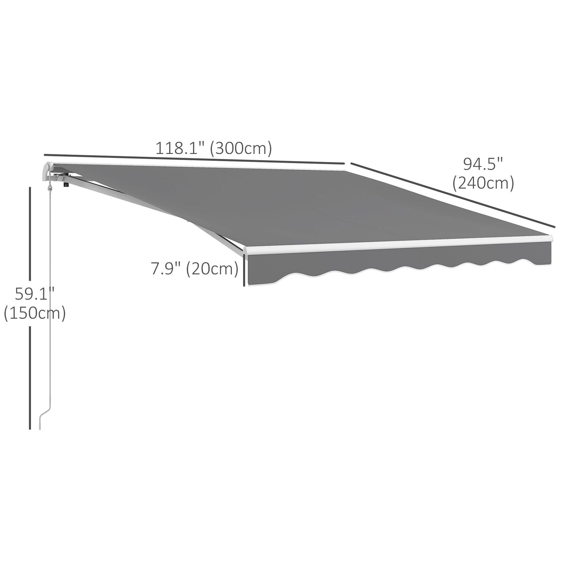 10' x 8' Electric Awning, Retractable Awning Sun Shade Shelter with Remote Controller, Manual Crank Handle and Aluminum Frame, for Deck, Balcony, Yard, Light Grey