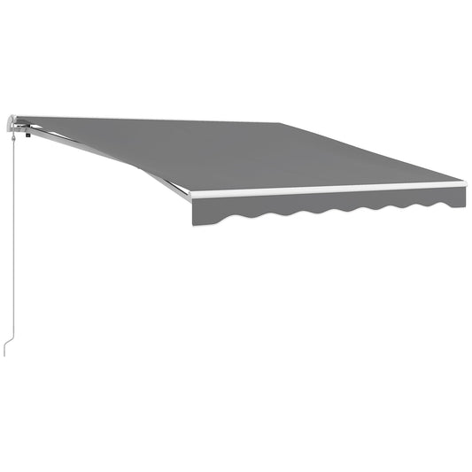 10' x 8' Electric Awning, Retractable Awning Sun Shade Shelter with Remote Controller, Manual Crank Handle and Aluminum Frame, for Deck, Balcony, Yard, Light Grey