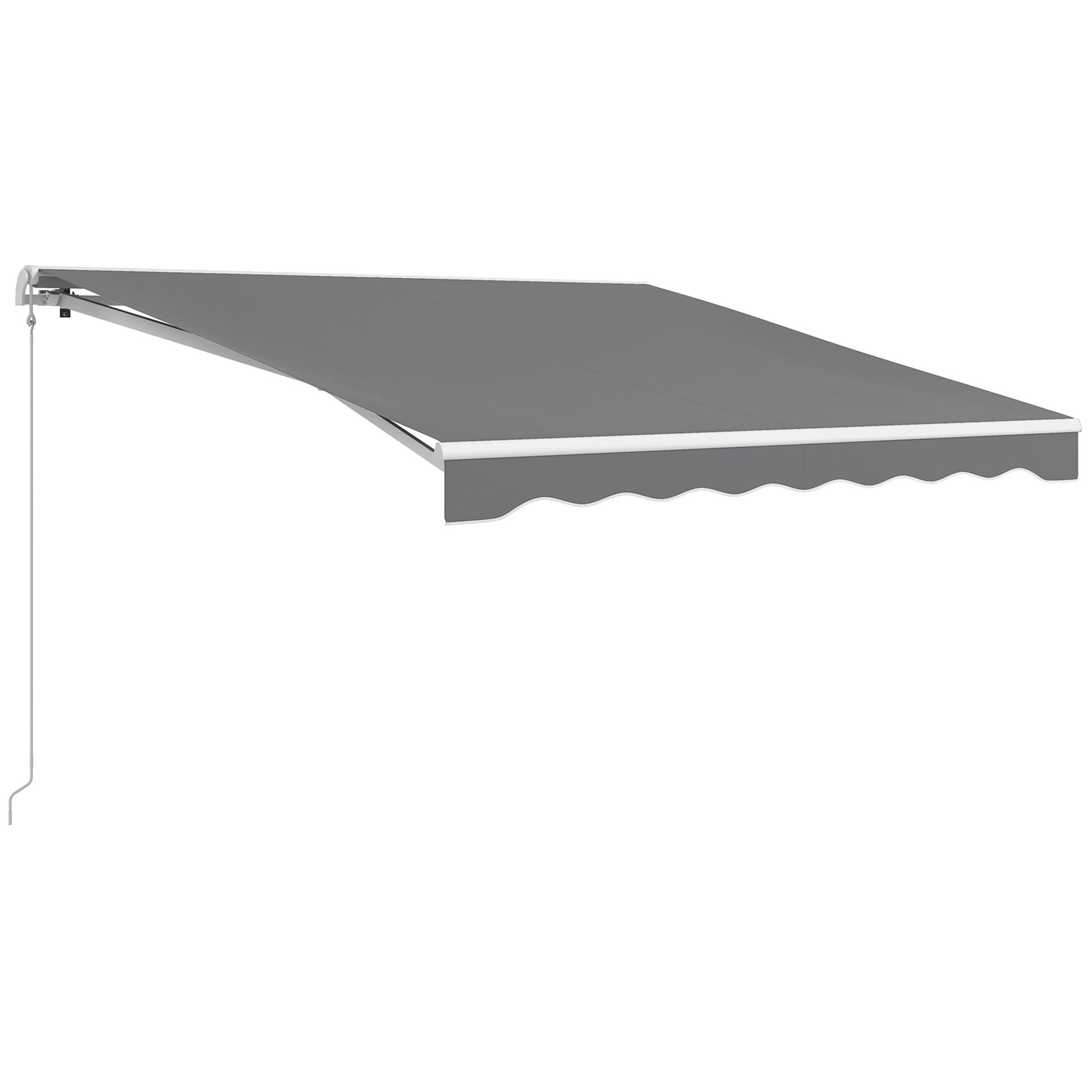 10' x 8' Electric Awning, Retractable Awning Sun Shade Shelter with Remote Controller, Manual Crank Handle and Aluminum Frame, for Deck, Balcony, Yard, Light Grey