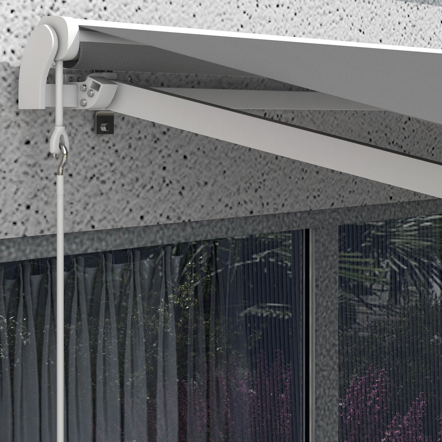 10' x 8' Electric Awning, Retractable Awning Sun Shade Shelter with Remote Controller, Manual Crank Handle and Aluminum Frame, for Deck, Balcony, Yard, Light Grey