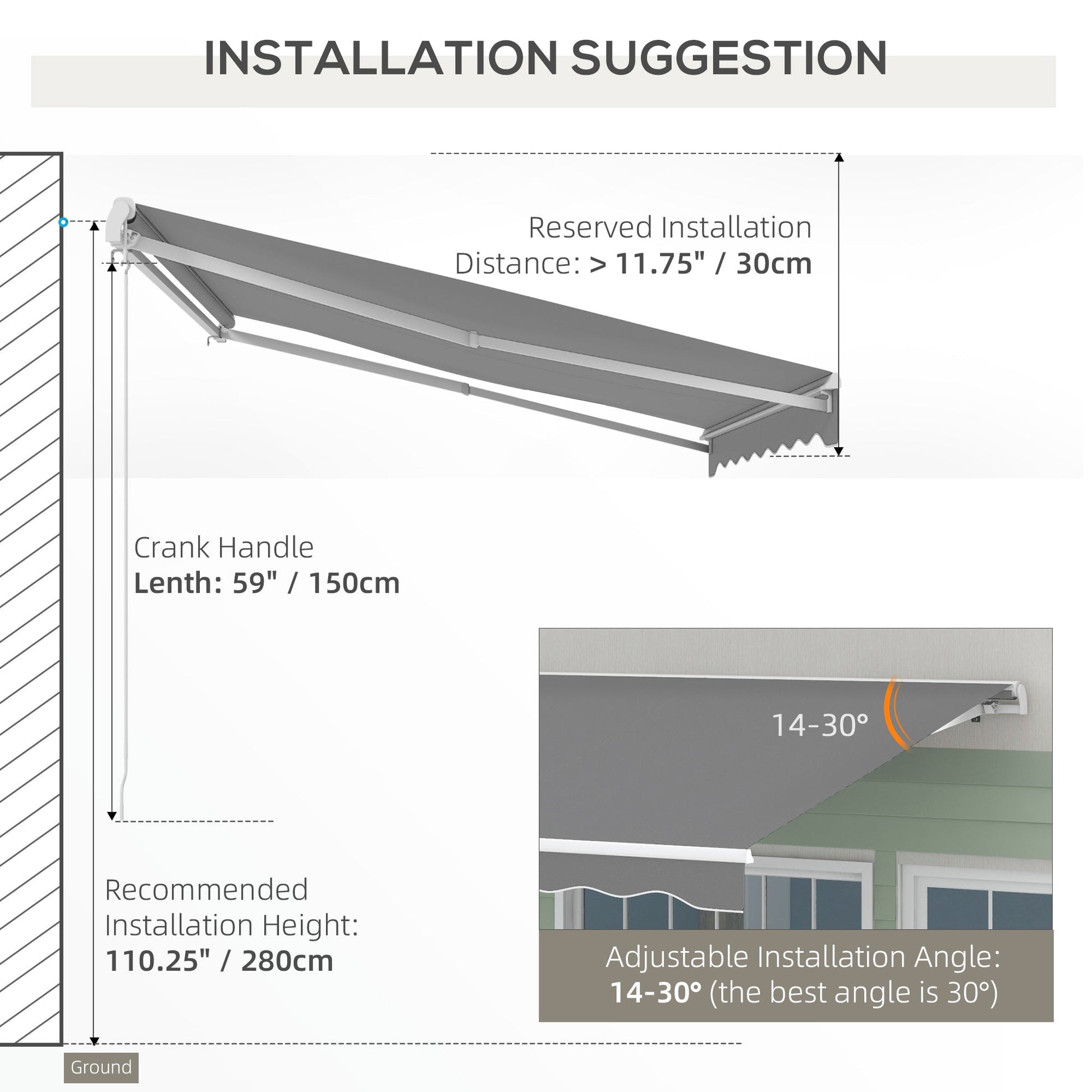 10' x 8' Electric Awning, Retractable Awning Sun Shade Shelter with Remote Controller, Manual Crank Handle and Aluminum Frame, for Deck, Balcony, Yard, Light Grey