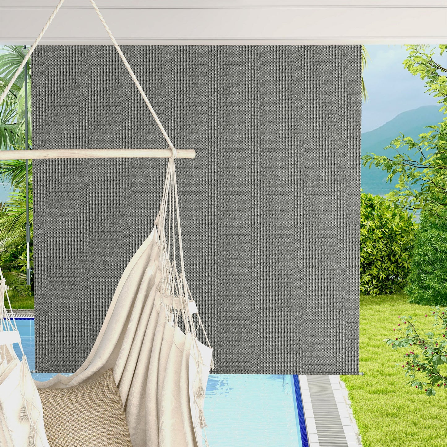 6'W x 6'H Roller Shades, Outdoor Blinds Cordless Roll Up Shade for Porch Balcony Gazebo, Dark Grey