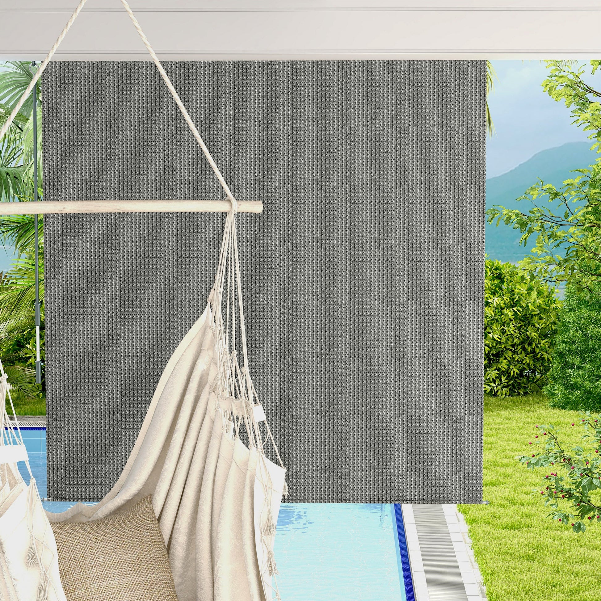 6'W x 6'H Roller Shades, Outdoor Blinds Cordless Roll Up Shade for Porch Balcony Gazebo, Dark Grey