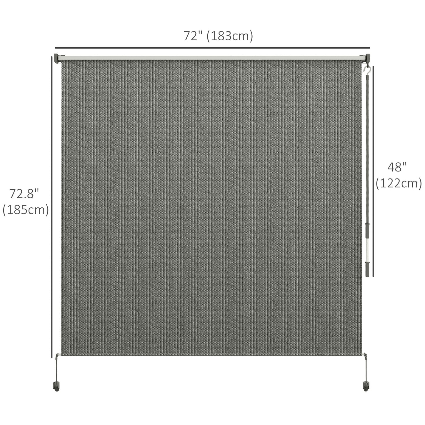6'W x 6'H Roller Shades, Outdoor Blinds Cordless Roll Up Shade for Porch Balcony Gazebo, Dark Grey