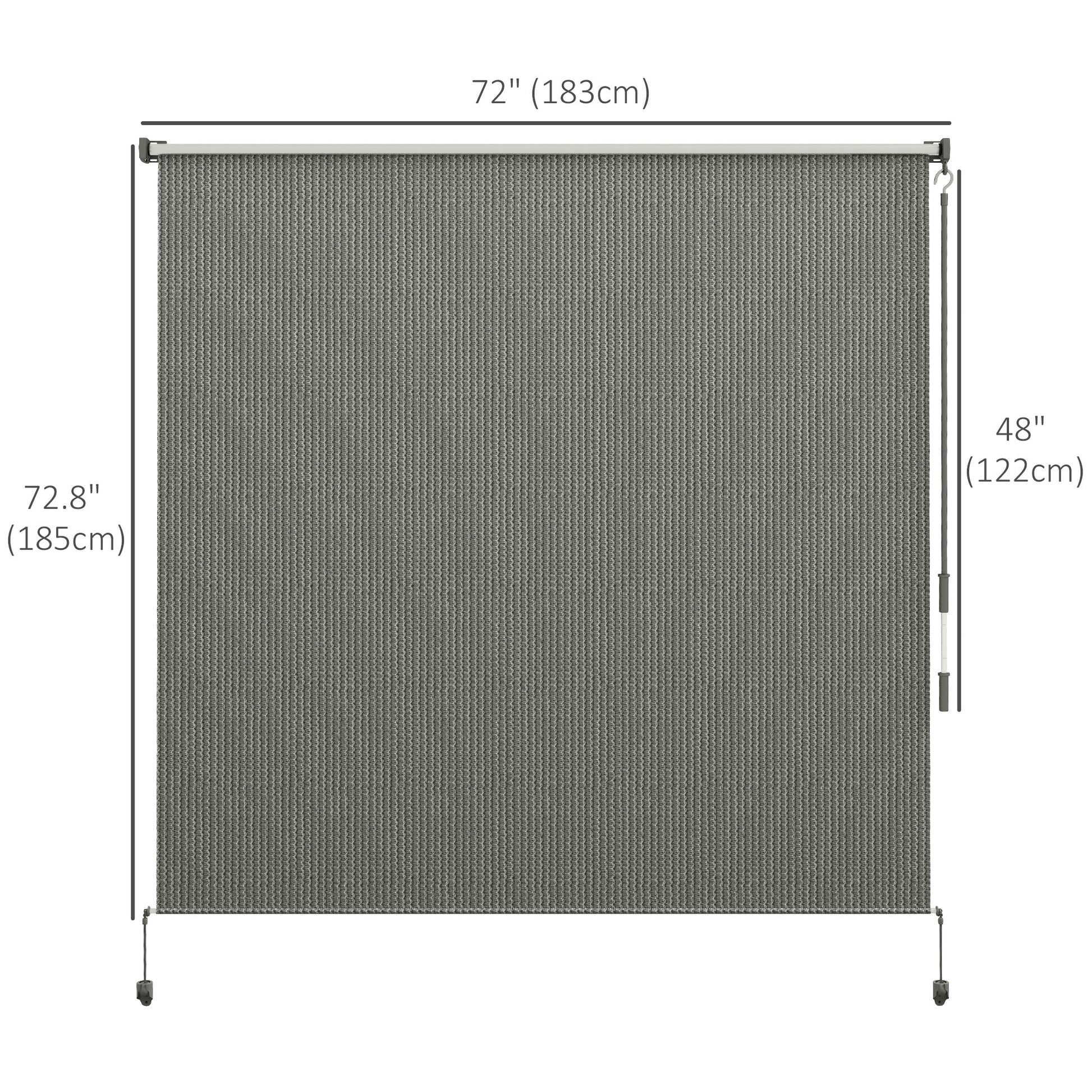 6'W x 6'H Roller Shades, Outdoor Blinds Cordless Roll Up Shade for Porch Balcony Gazebo, Dark Grey
